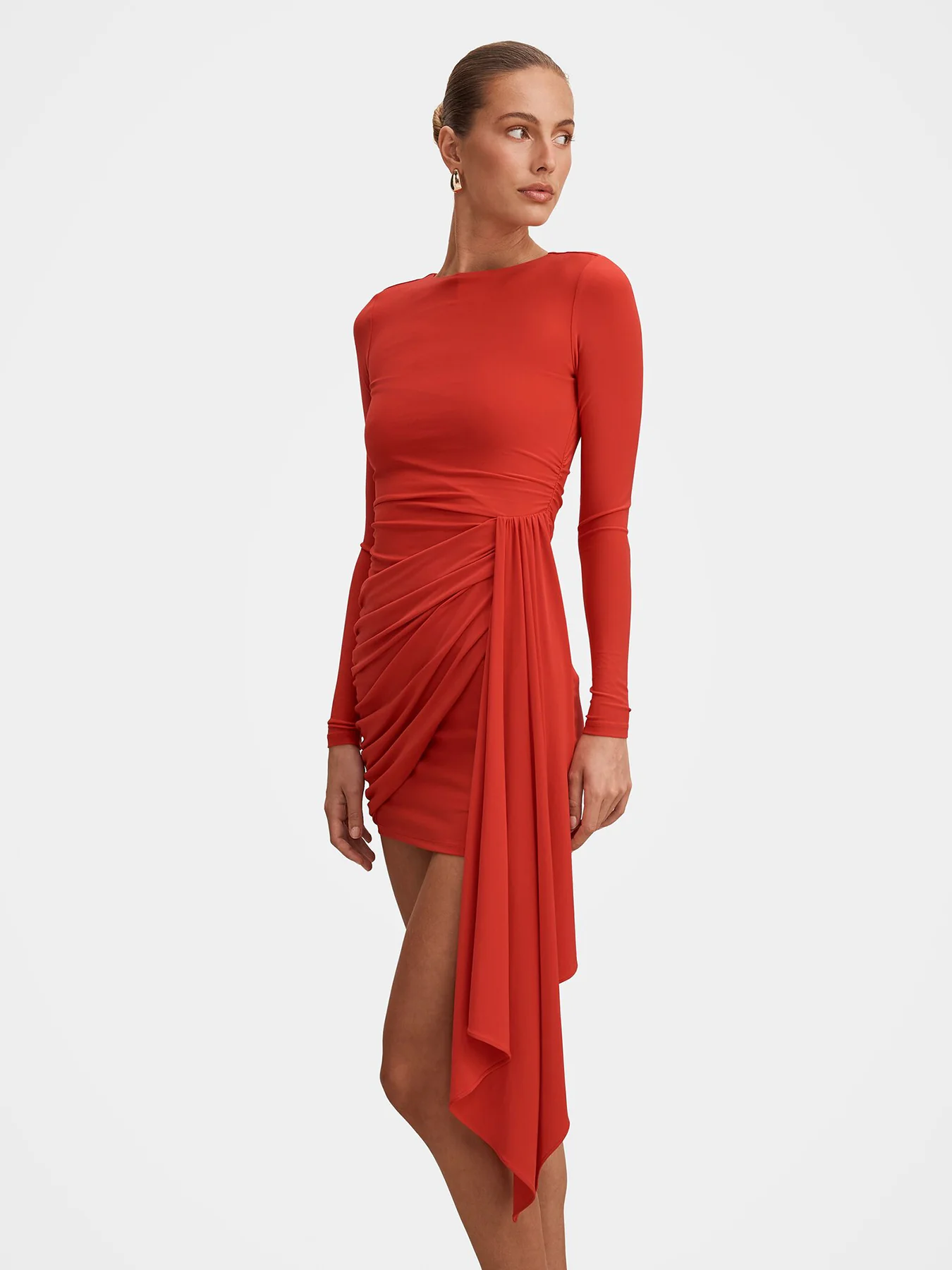 Susie Draped Jersey Mini Dress Red - Image 4
