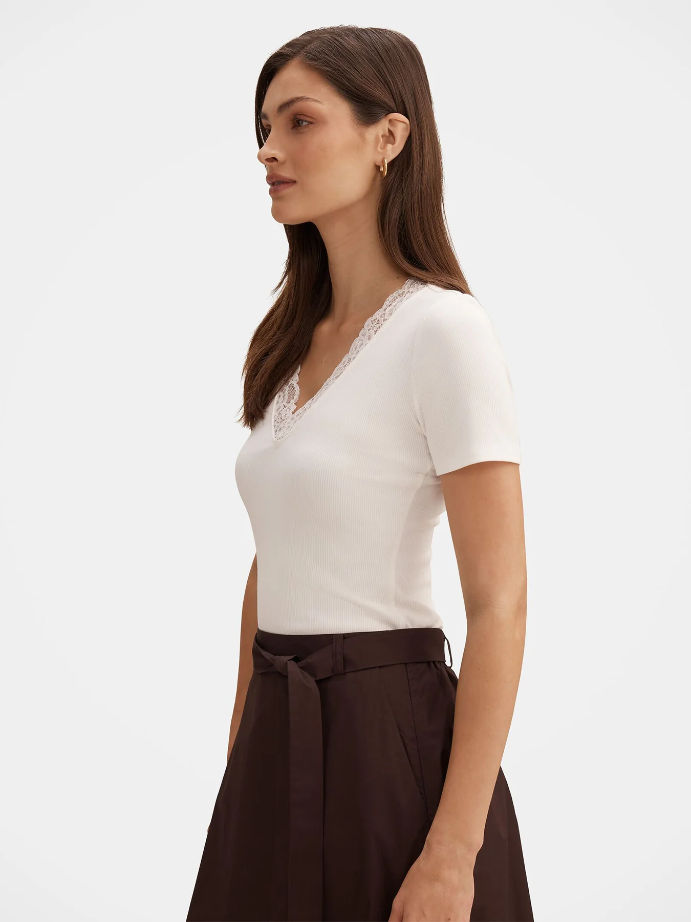 Sienna Lace Trim T-Shirt White - Image 4