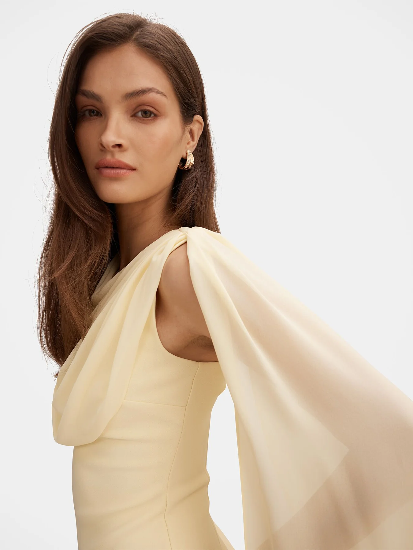 Bowie Mini Dress with Shawl Yellow - Image 3