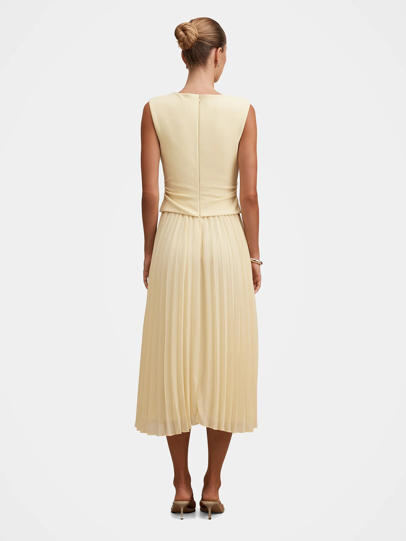 Emilia 2 in 1 Pleated Midi Dress Yellow - Image 5