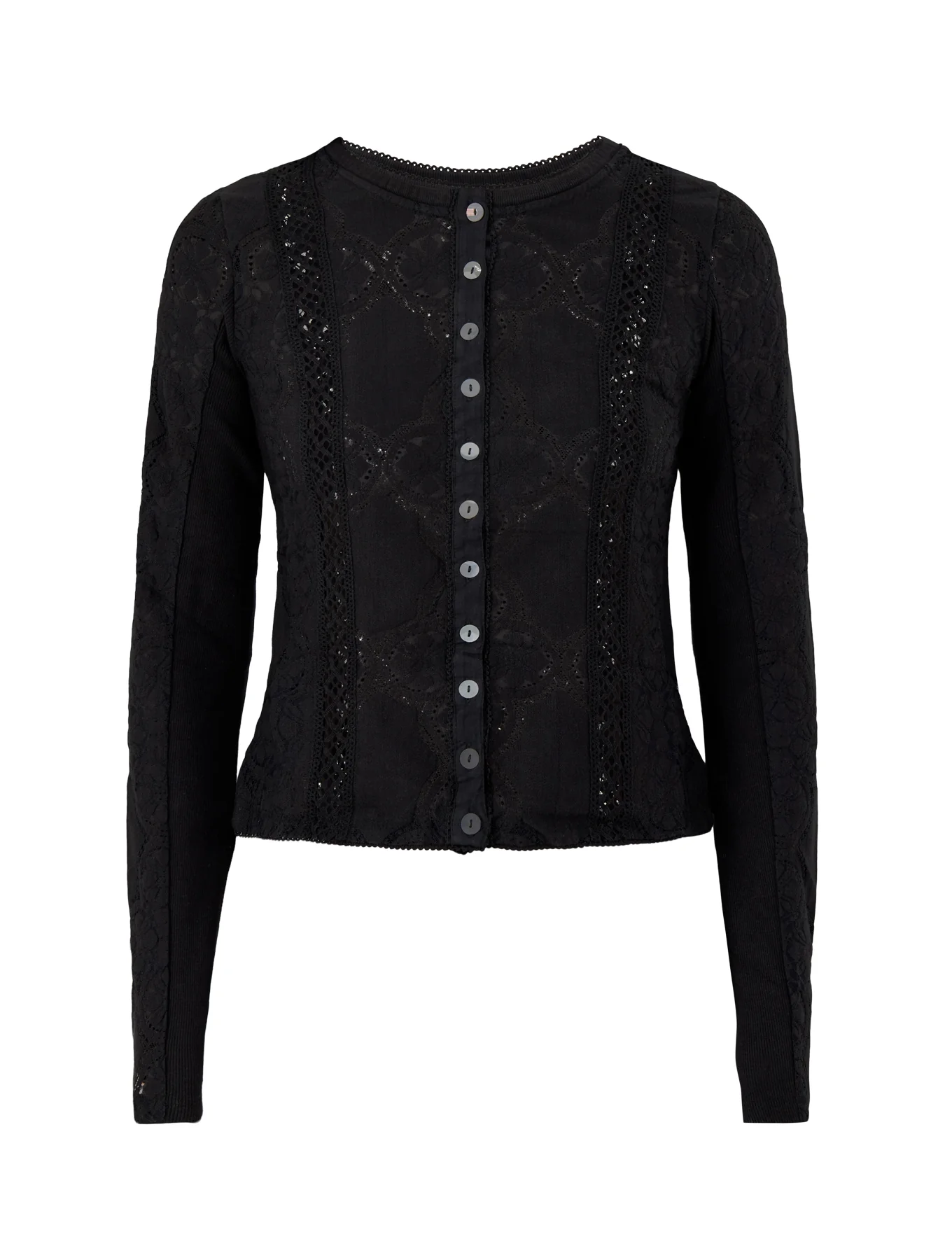 Jae Ribbed Long Sleeve Top Black