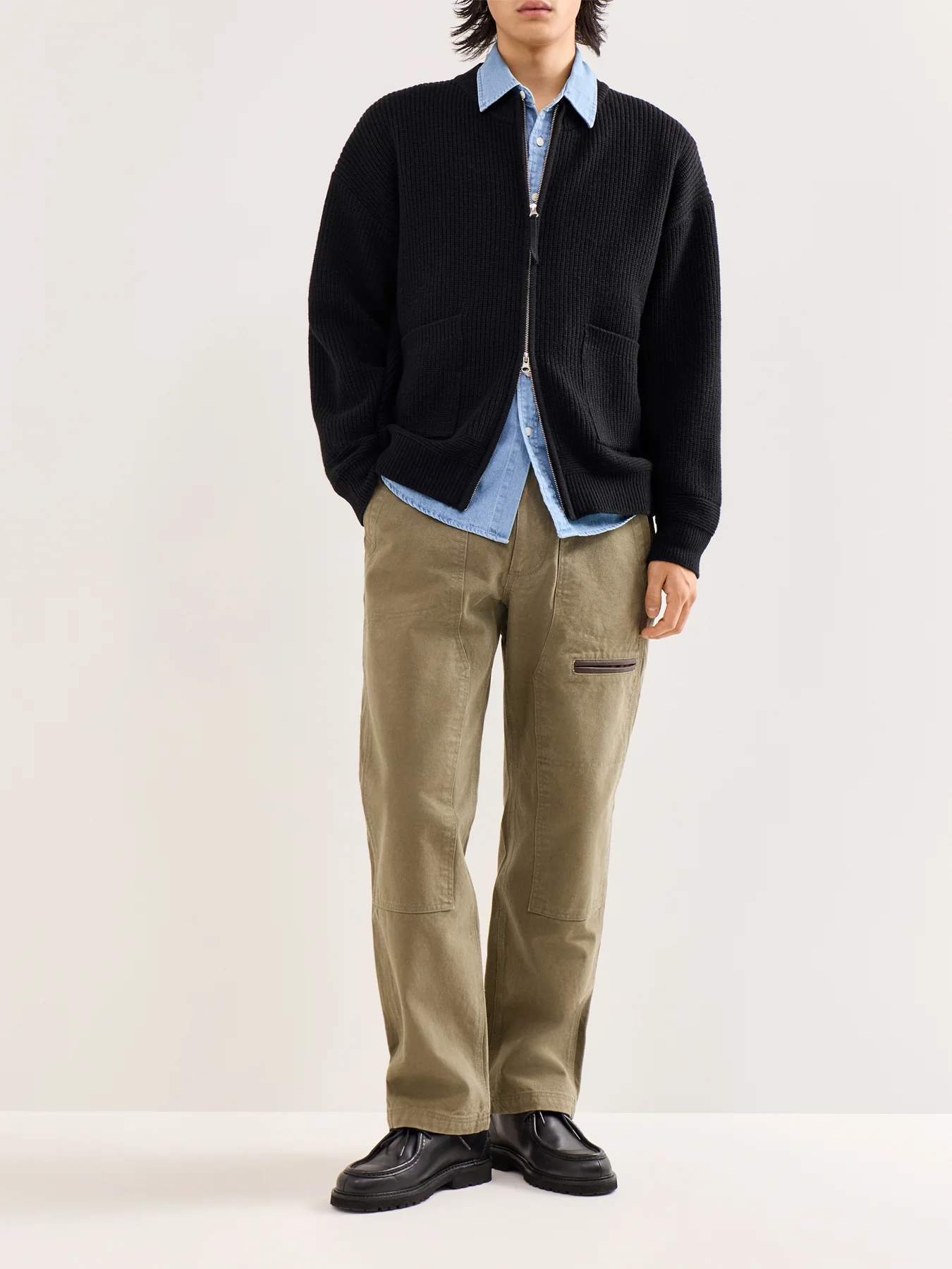 Heavy Canvas Destroyed Double Knee Pants Olive - Image 2