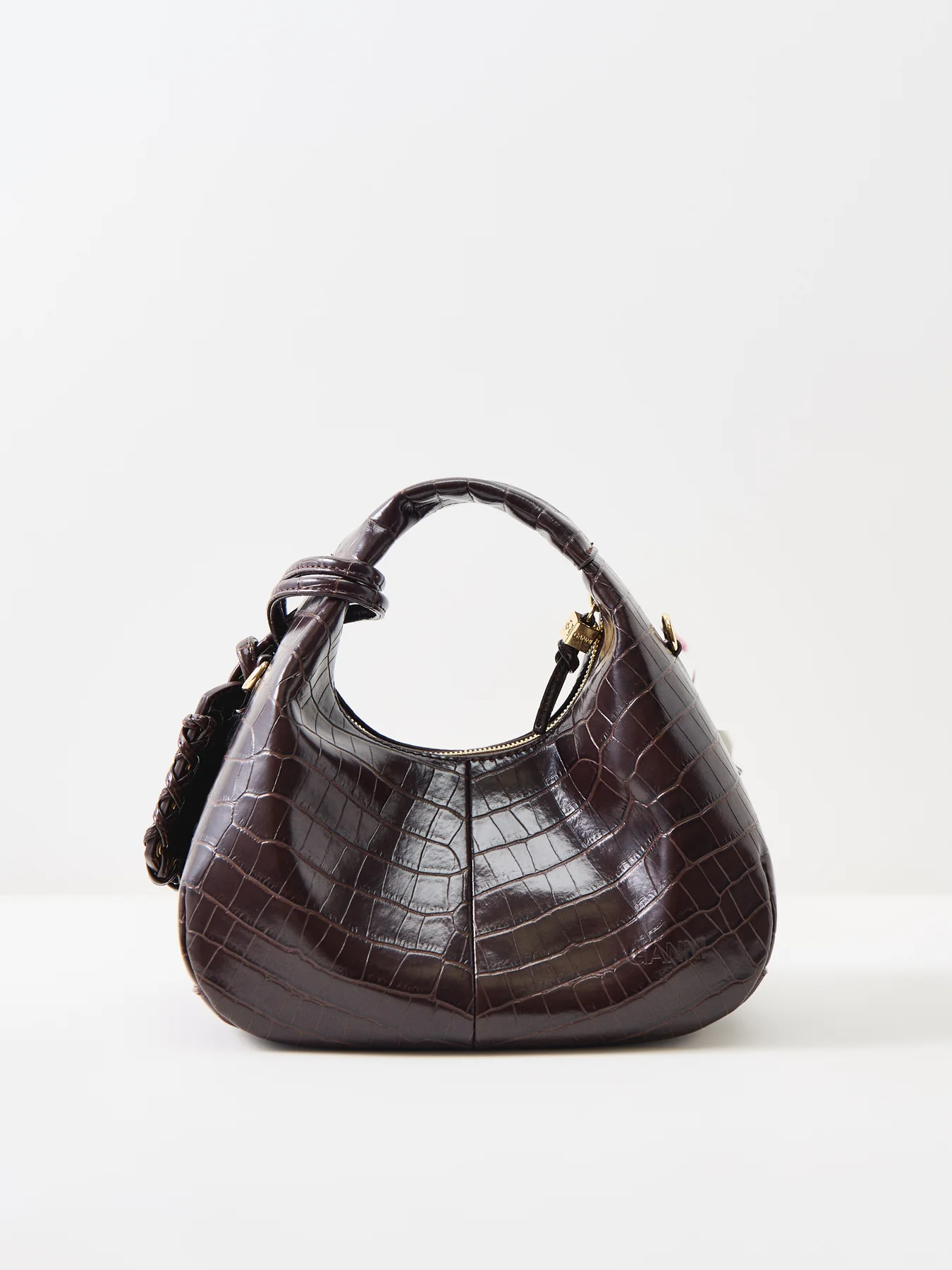 Mini Croco Hobo Bag Brown - Image 3