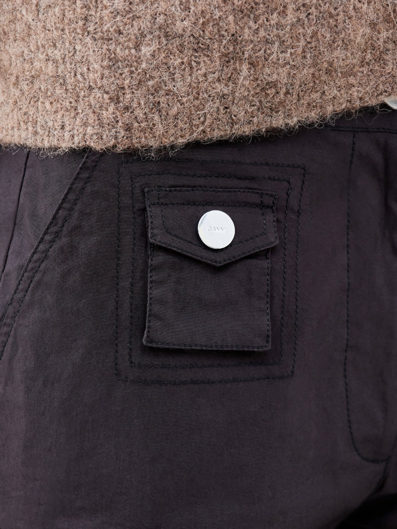 Stretch Cotton Cargo Pants Black - Image 3