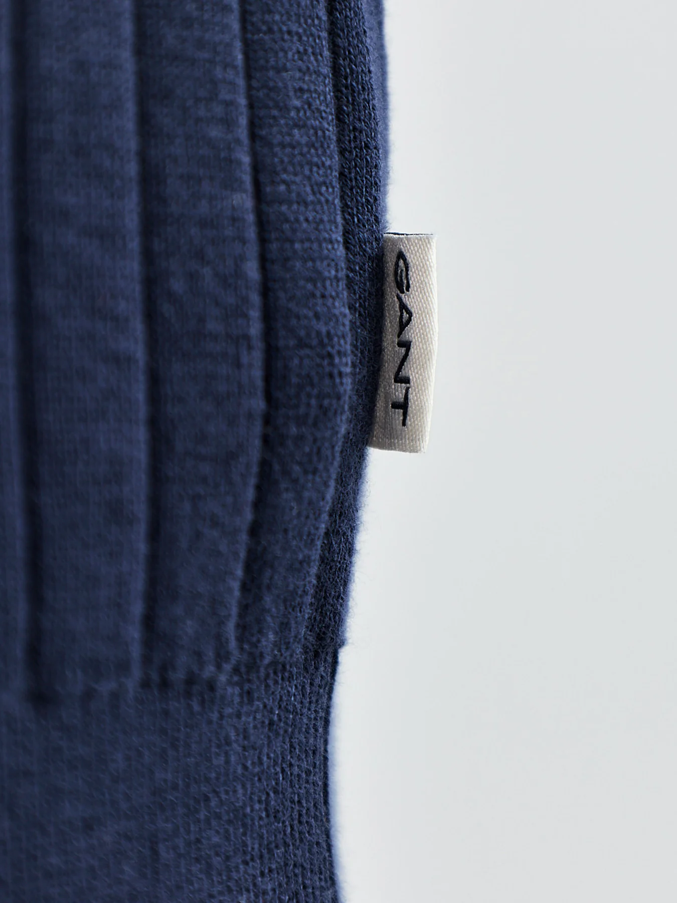 Cotton Rib Polo Cardigan Navy - Image 3