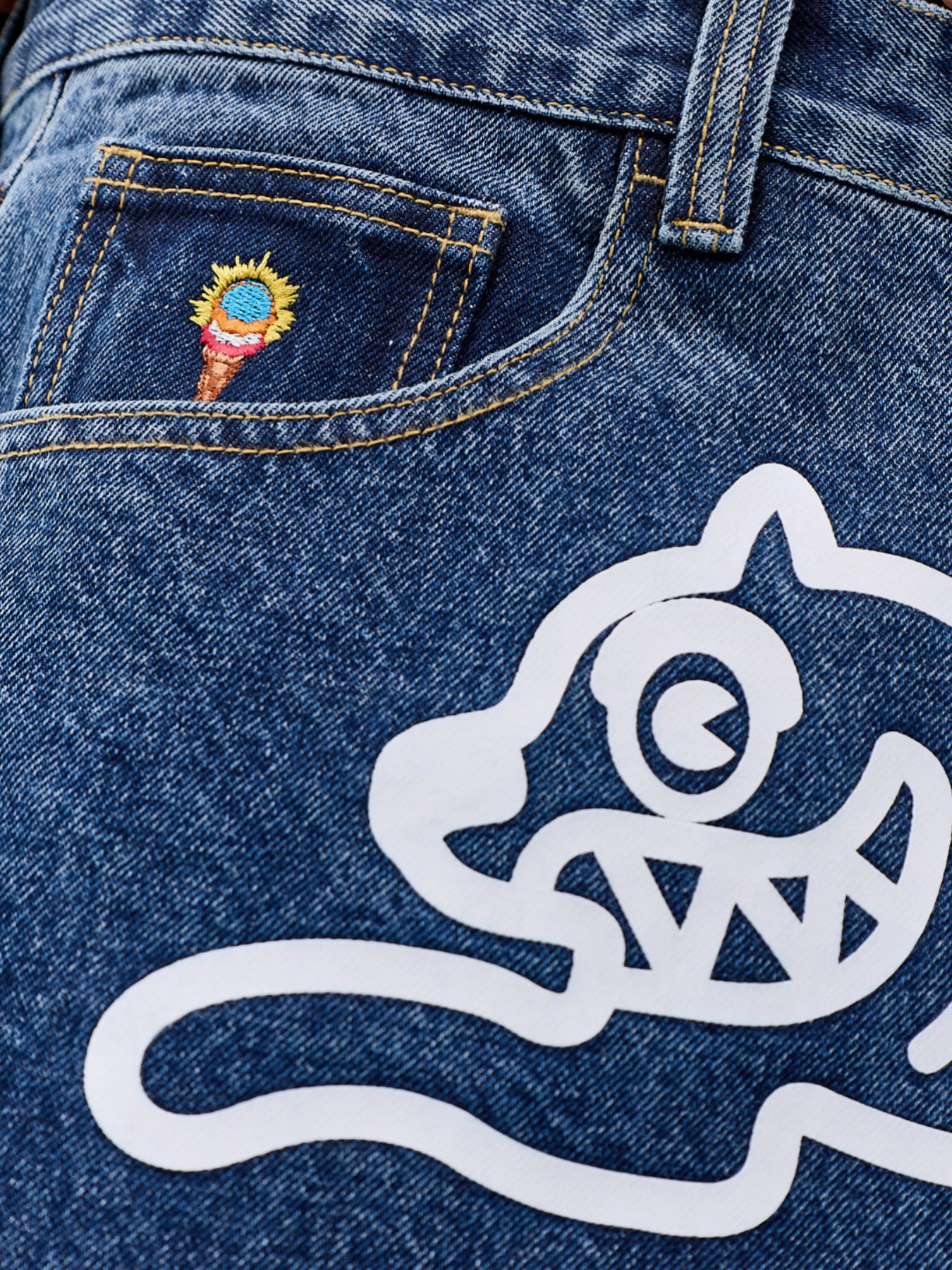 Running Dog Triple Scoop Denim Jeans Blue - Image 3