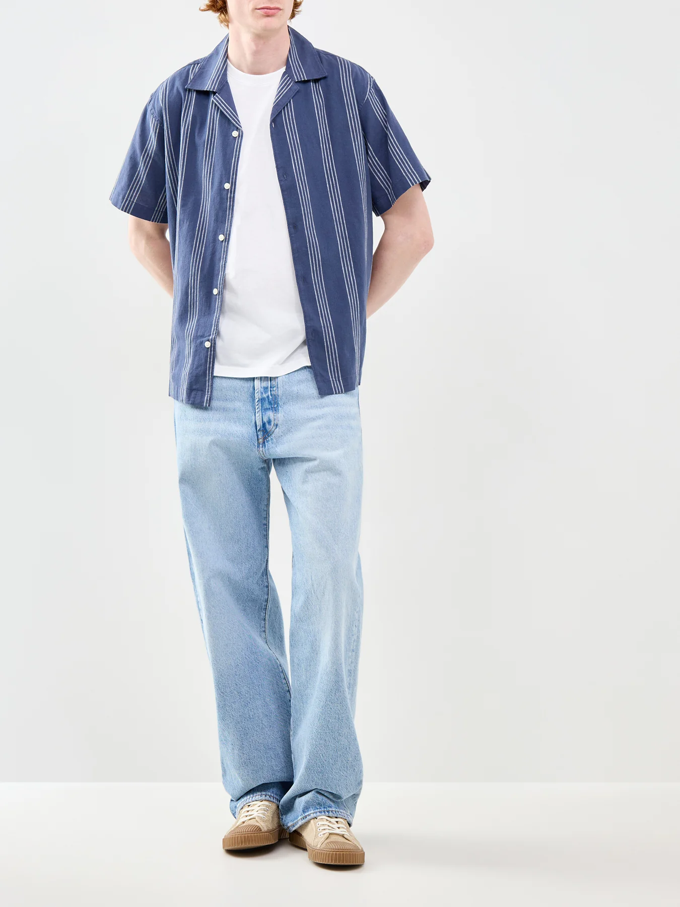 Breeze Stripe Short Sleeve Shirt Navy - Image 2