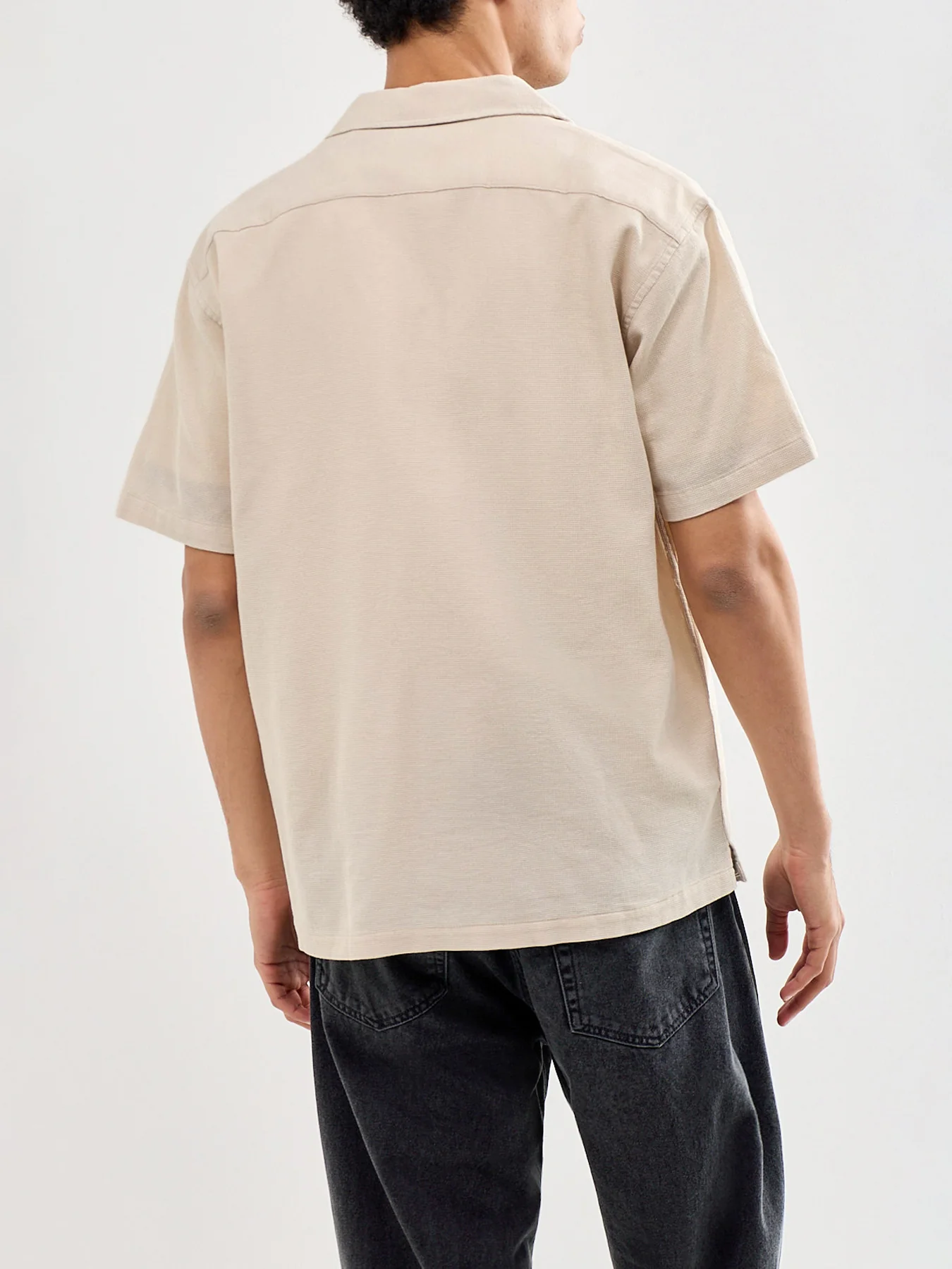 Global Waffle Resort Shirt Beige - Image 5