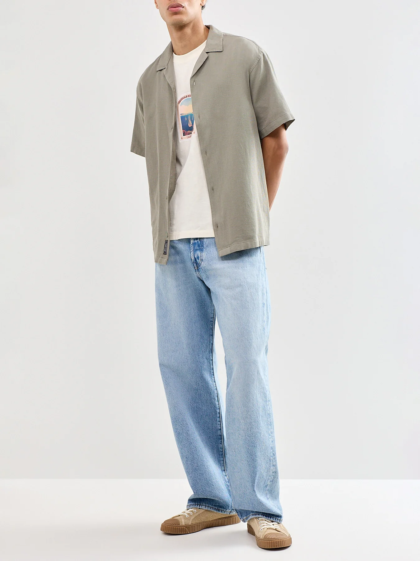 Global Waffle Resort Shirt Olive - Image 2