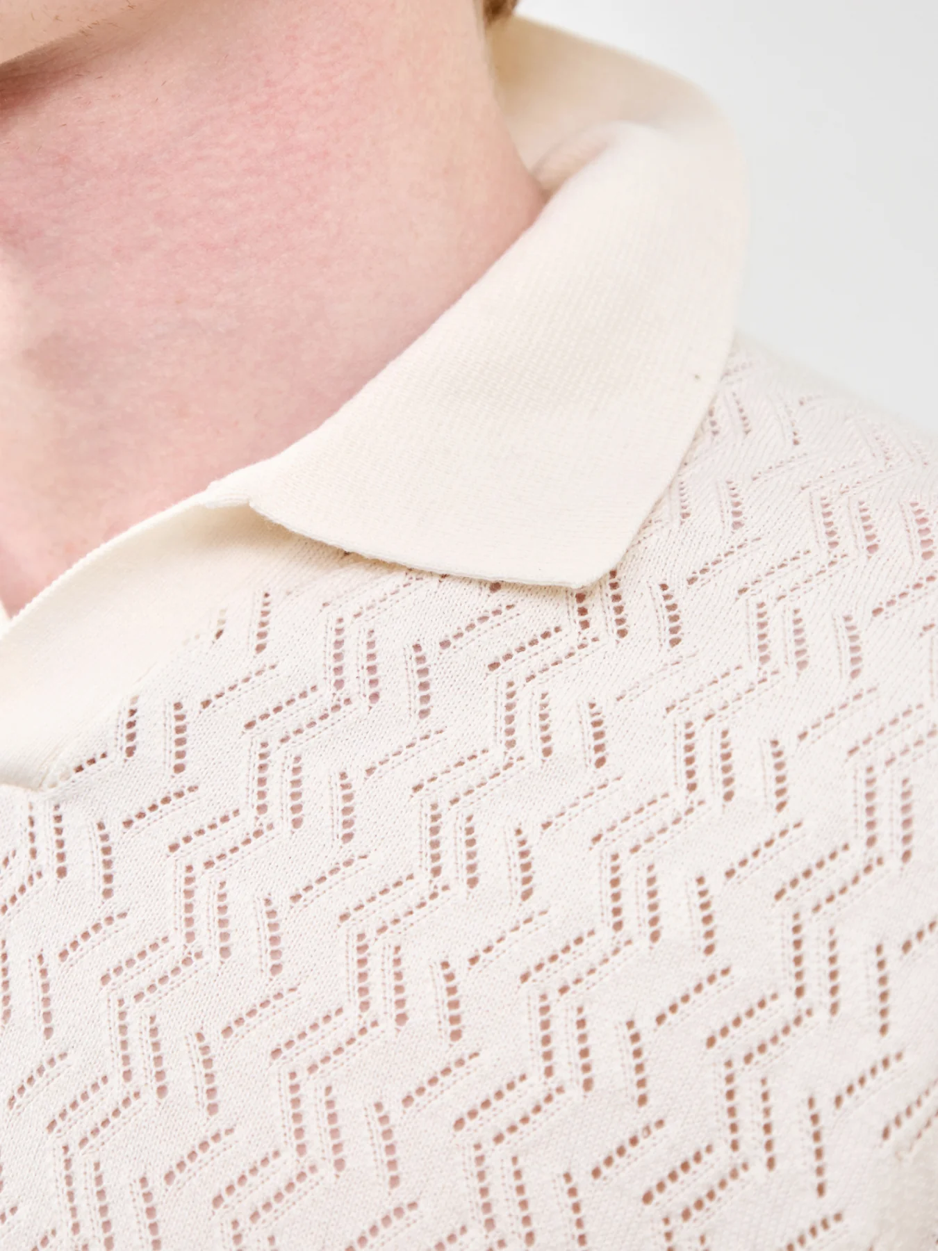 Tyler Knit Polo Shirt Cream - Image 3