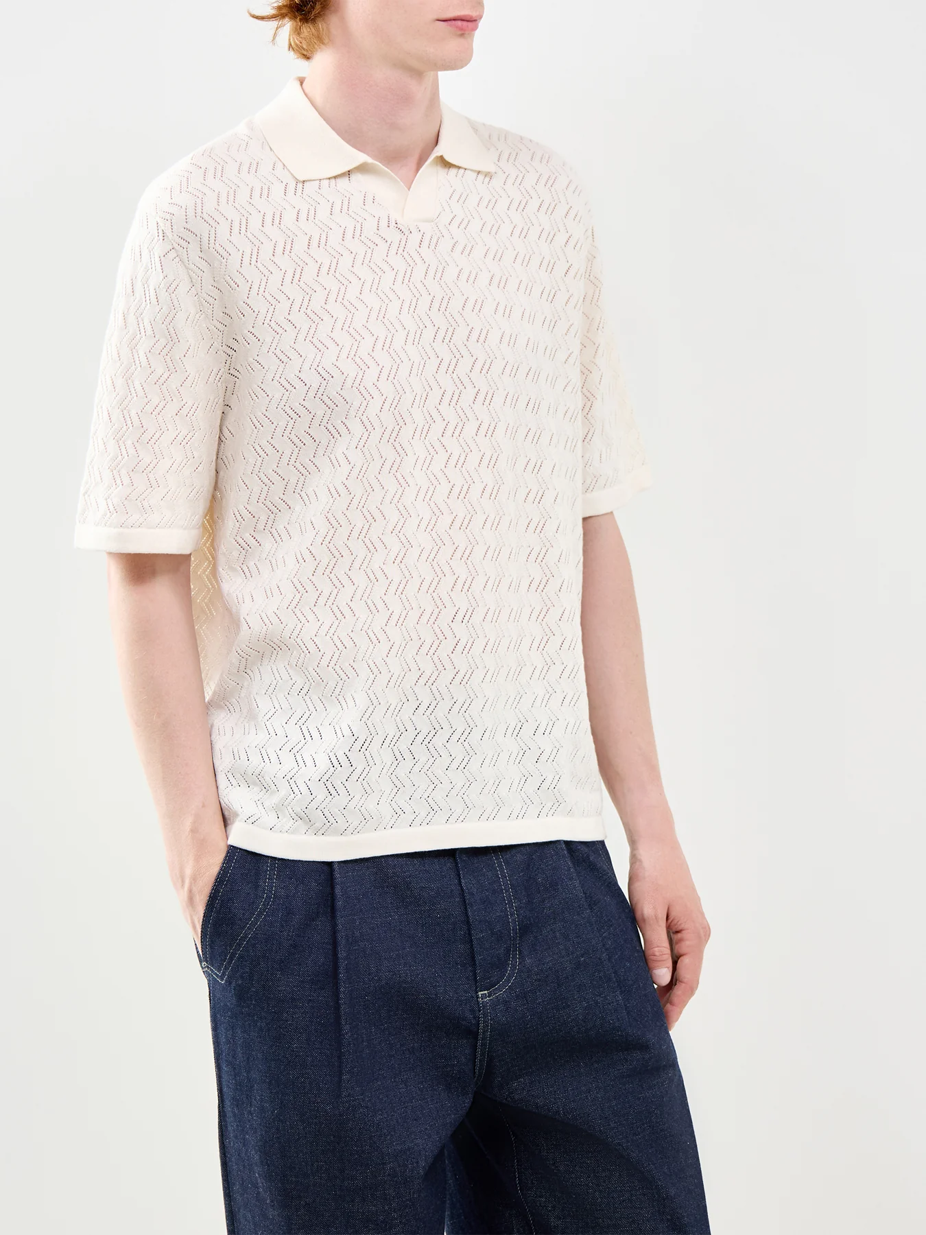 Tyler Knit Polo Shirt Cream - Image 4