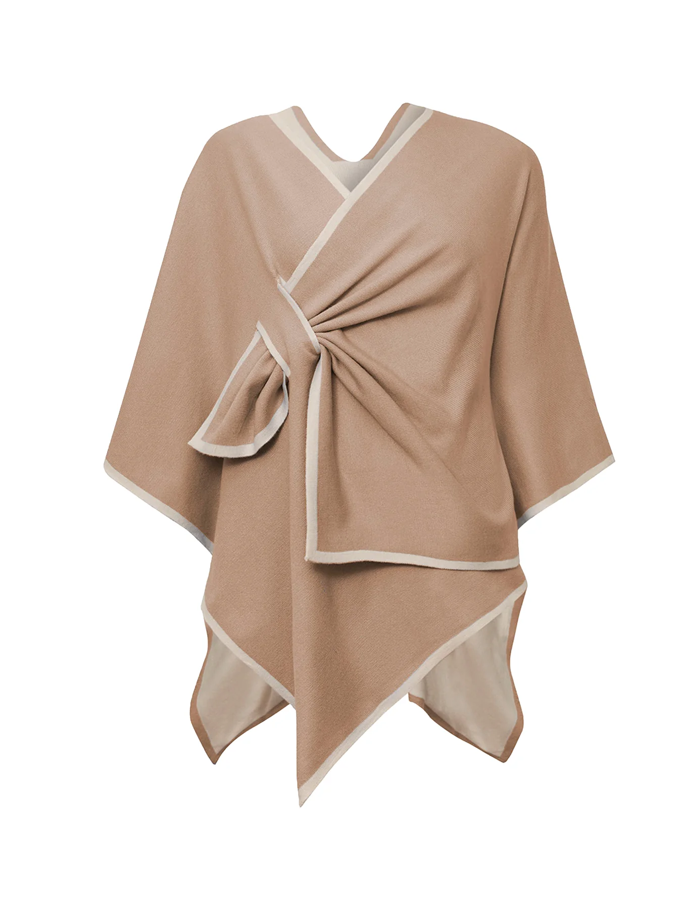 Front Knot Poncho Beige