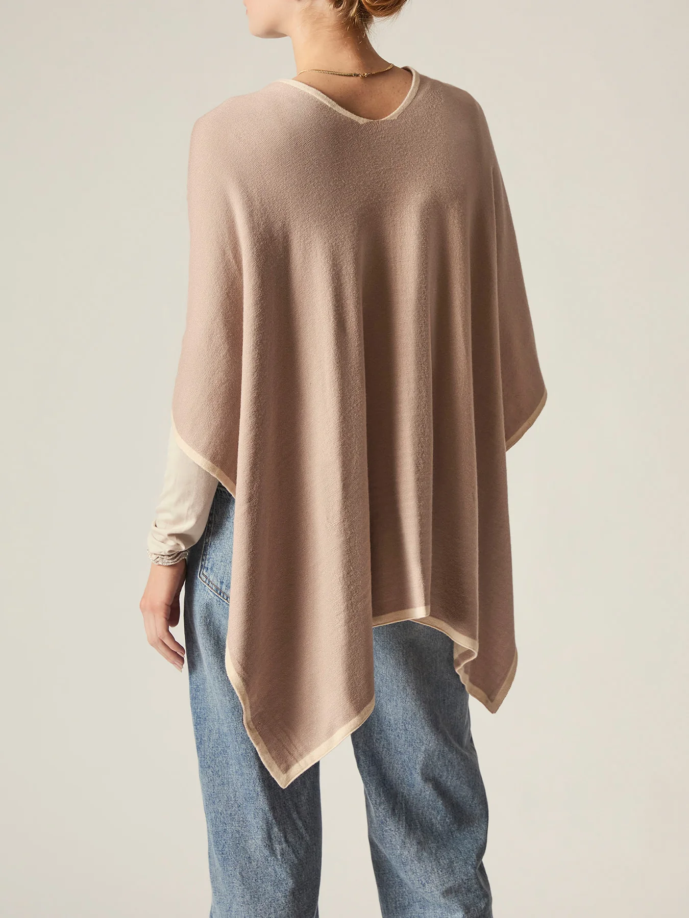 Front Knot Poncho Beige - Image 5