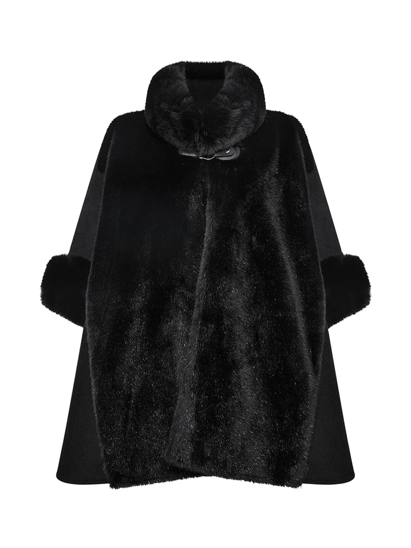 Faux Fur Cape Black