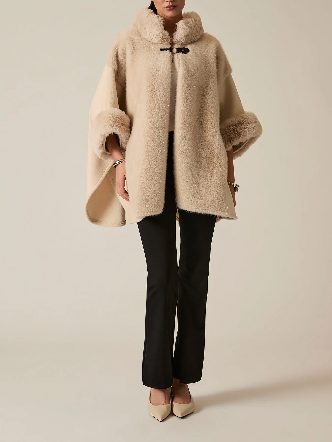 Faux Fur Cape White - Image 2
