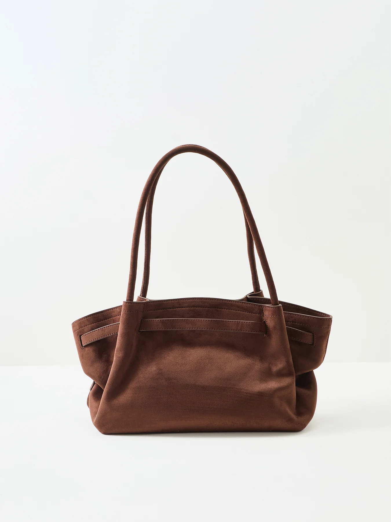 Hana Wide Faux Suede Tote Bag Dark Brown - Image 3