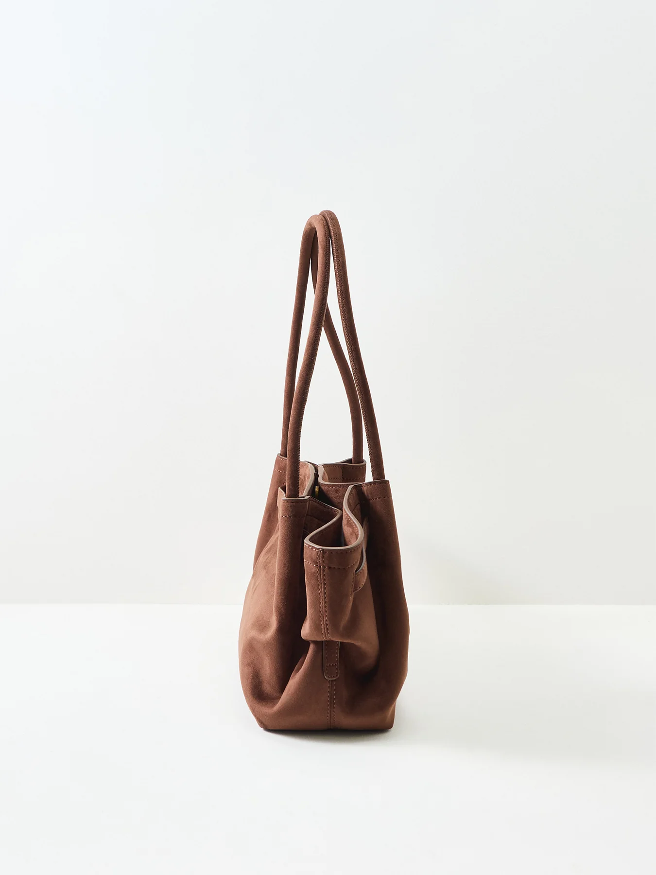 Hana Wide Faux Suede Tote Bag Dark Brown - Image 4