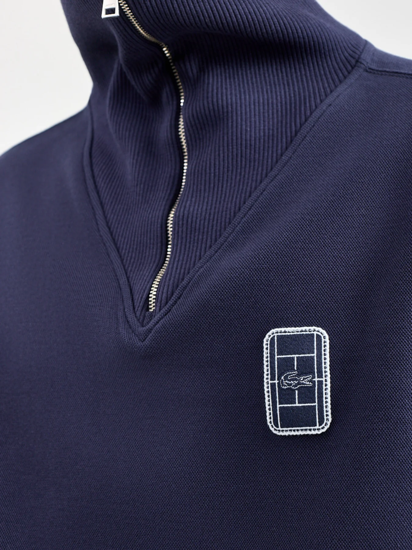 Quarter Zip Pique Sweatshirt Navy - Image 3