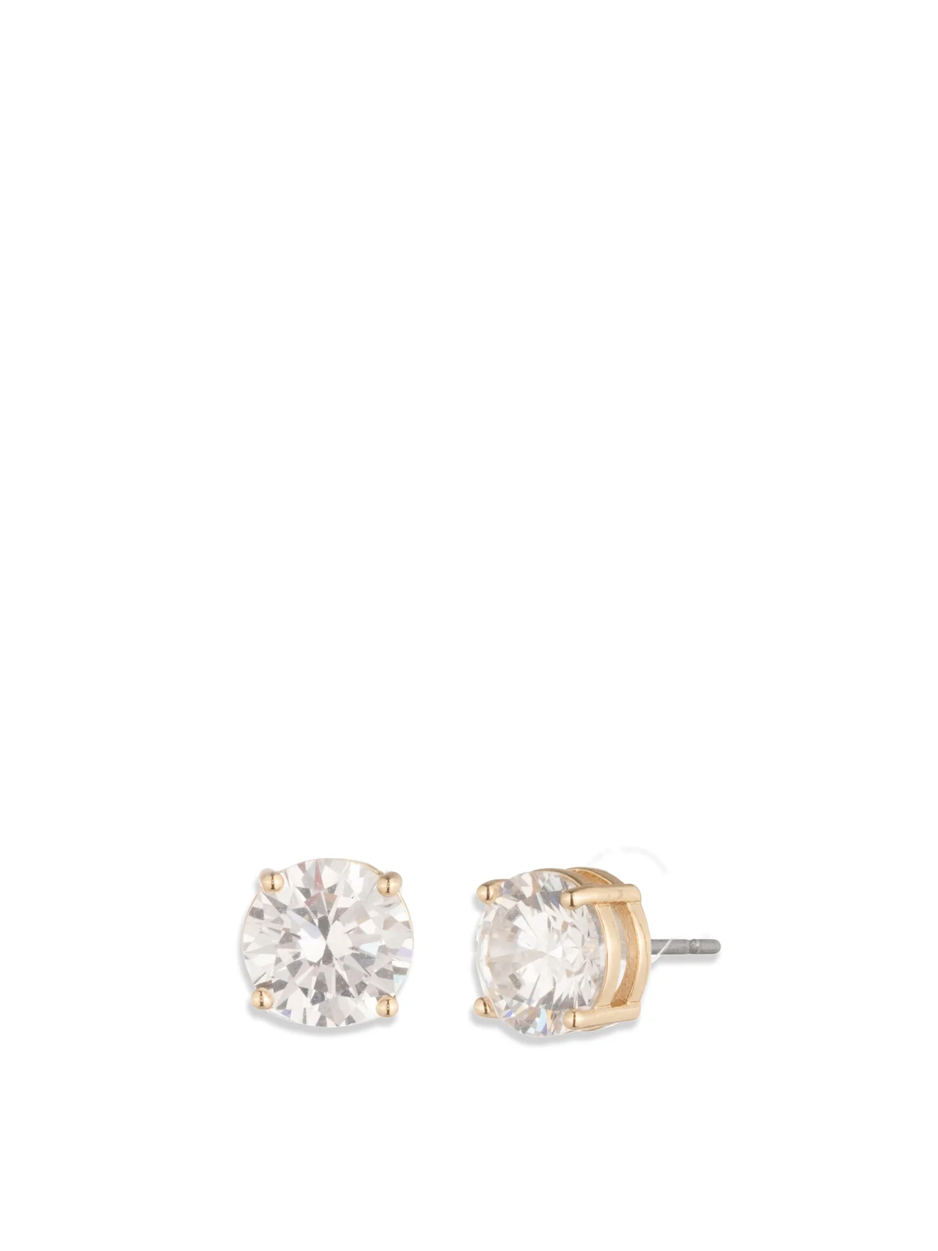 CZ Stud Earrings 7mm Gold