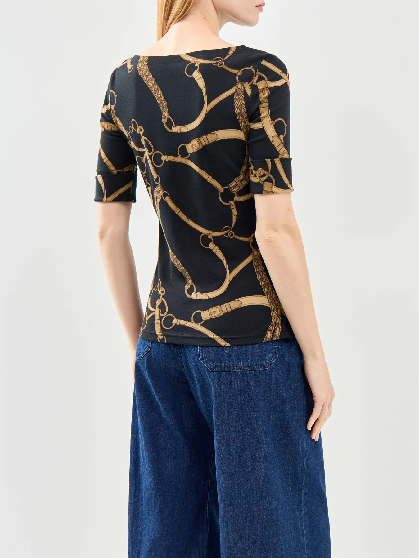 Judy Elbow Sleeve Chain Link Print T-Shirt Multi - Image 5