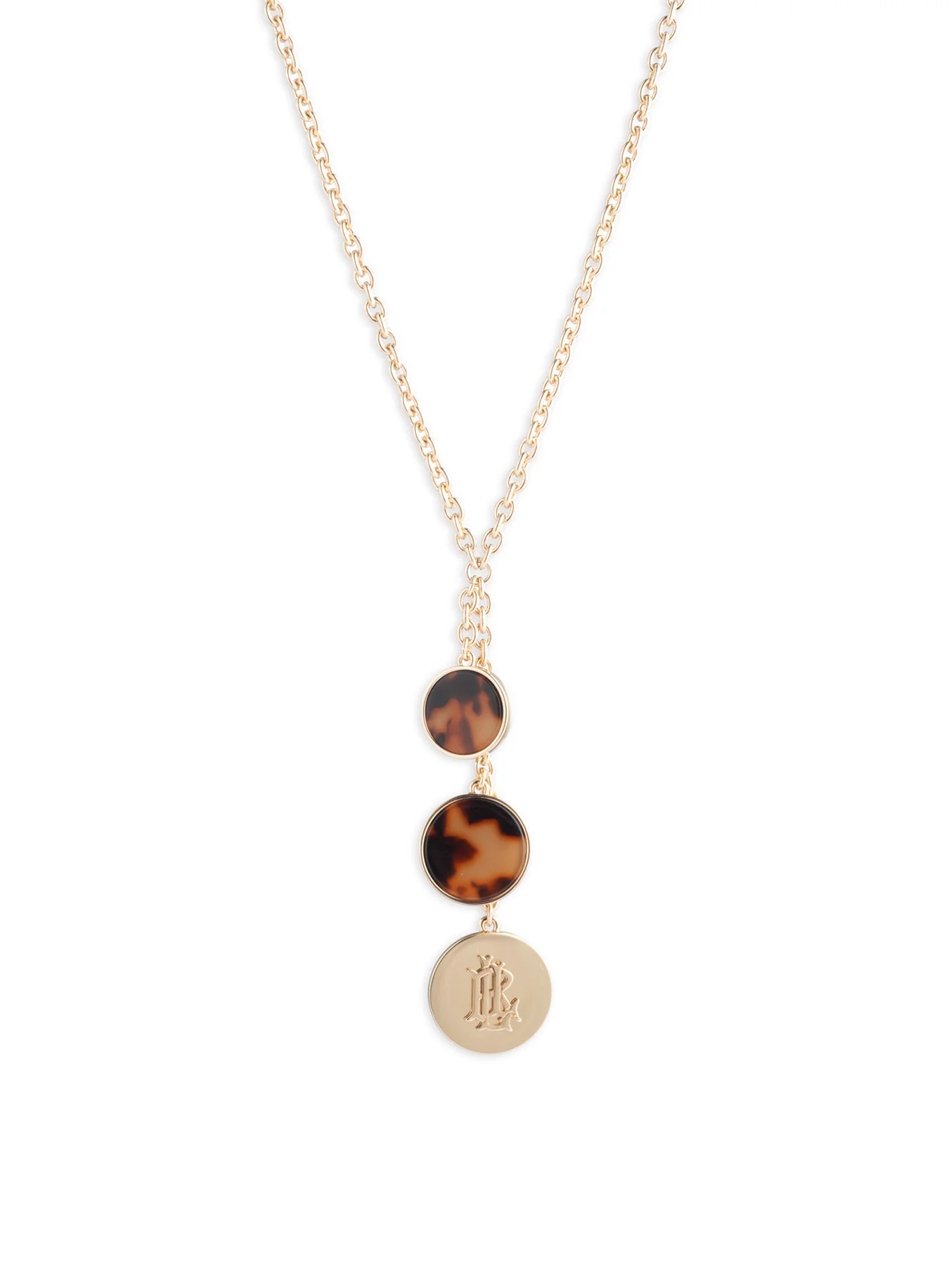 Logo Tortoiseshell Pendant Necklace Gold