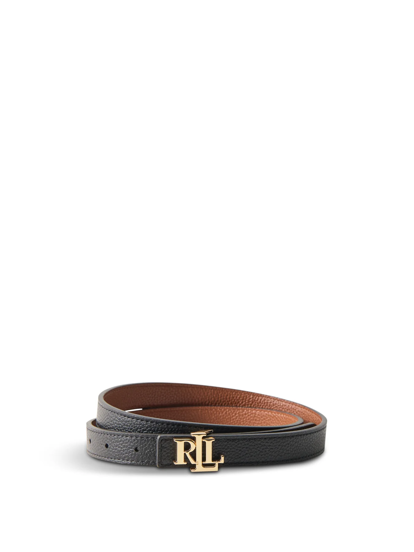 Reversible Skinny Leather Belt Black