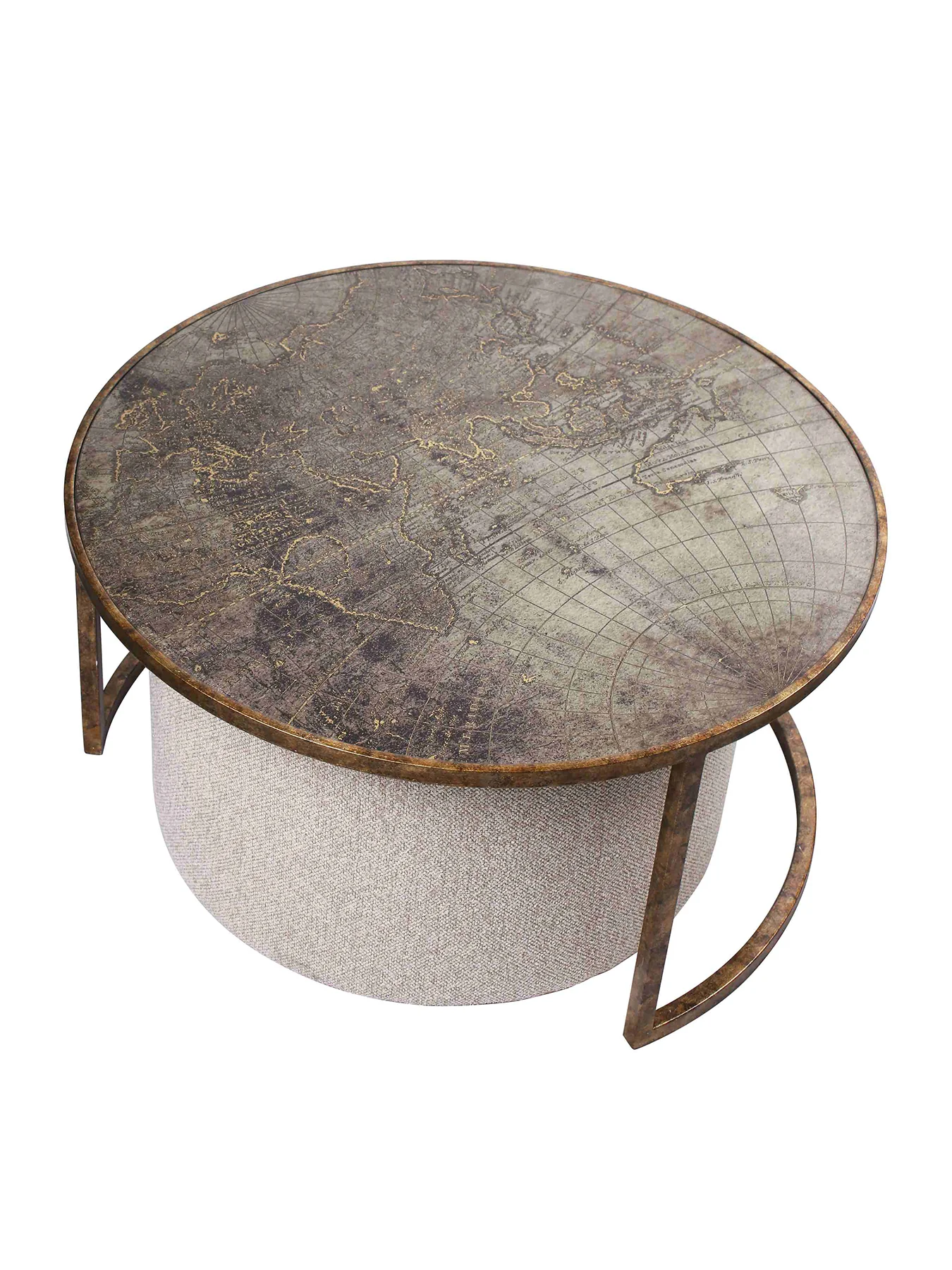 Atlas Coffee Table with Knotted Pouffe - Image 3