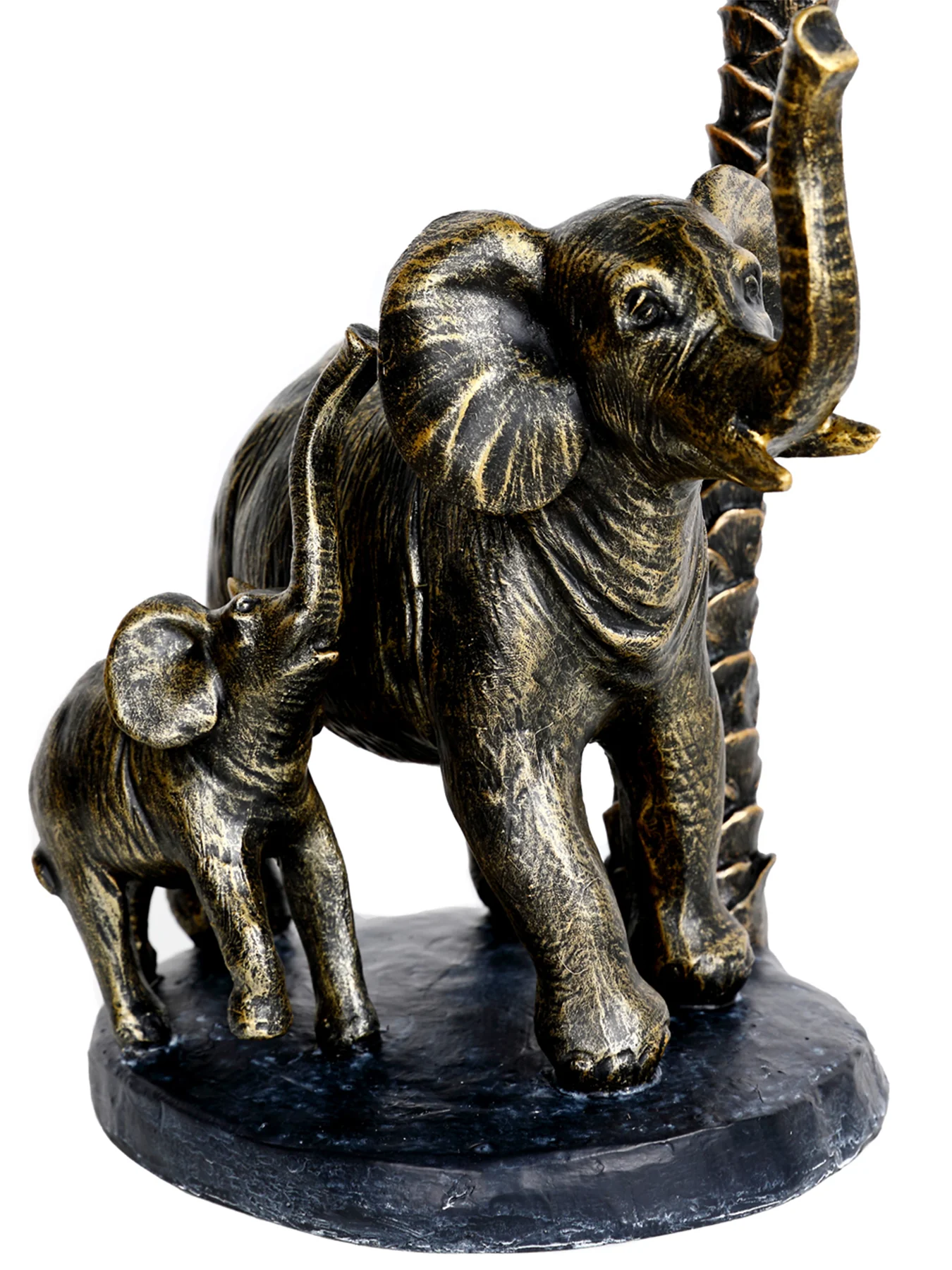 Palm Candle Stick with Elephants Gold - Image 2