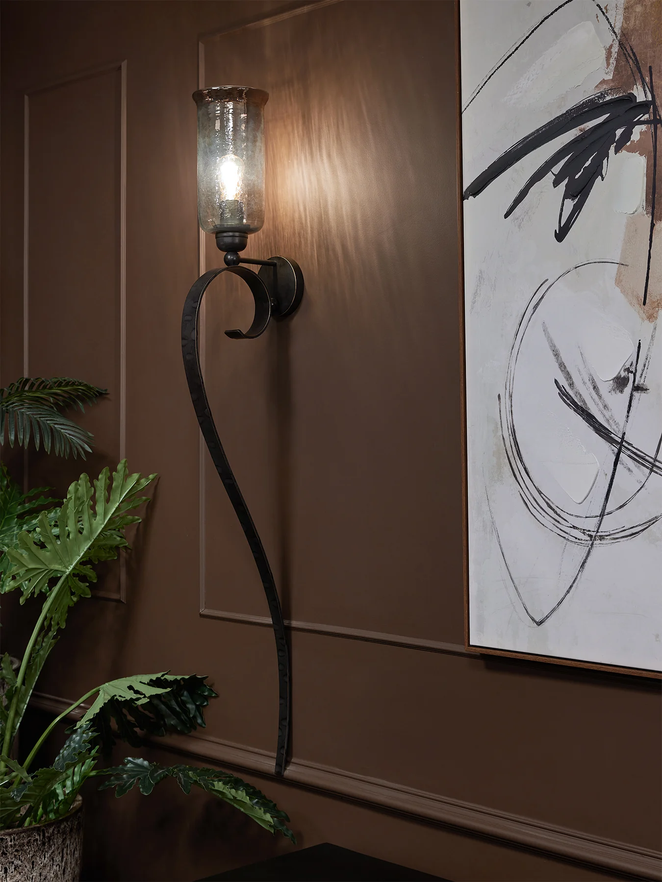 Timmins Scroll Wall Light Brown - Image 2