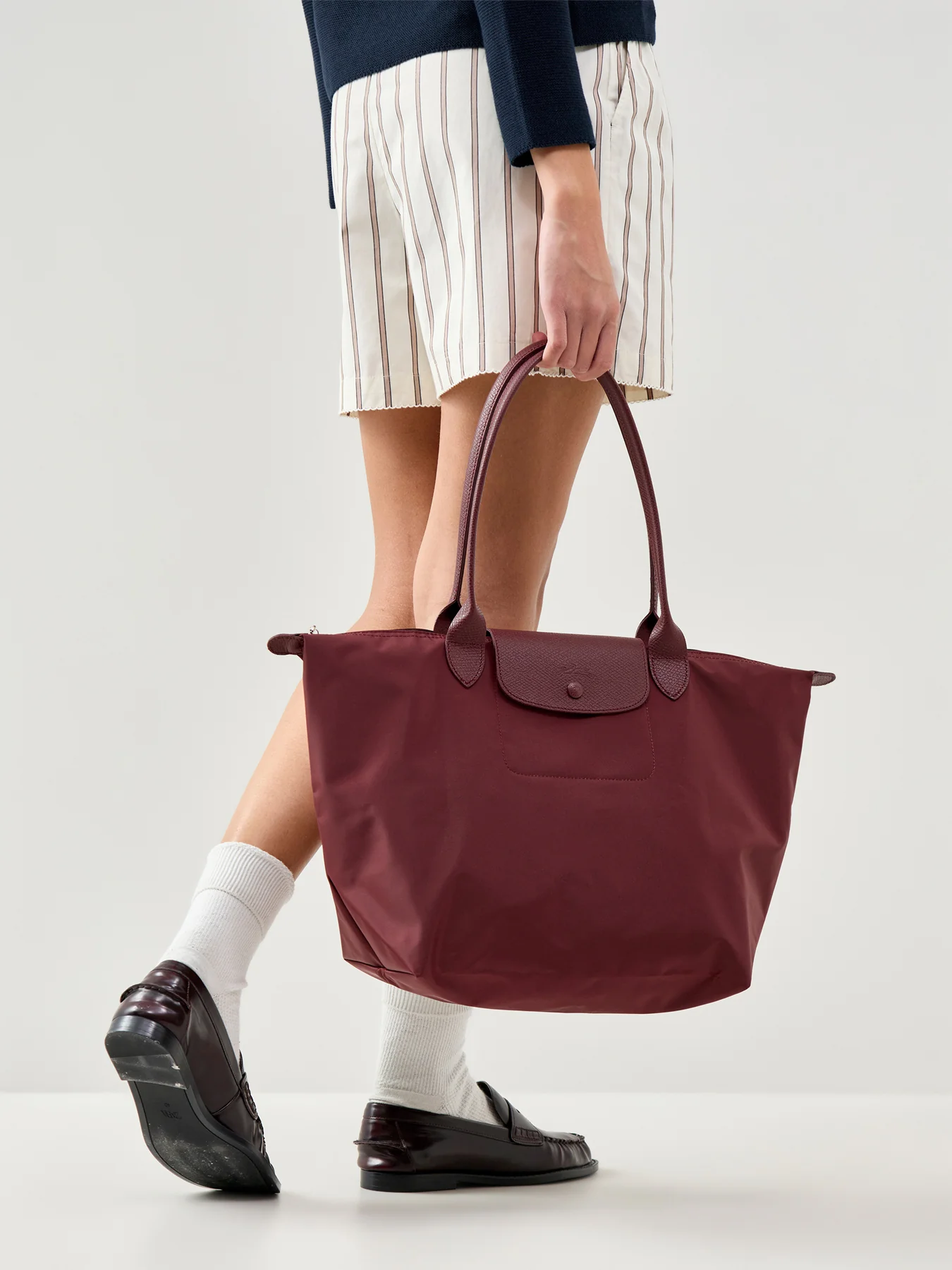 Le Pliage One Large Tote Bag Burgundy - Image 2