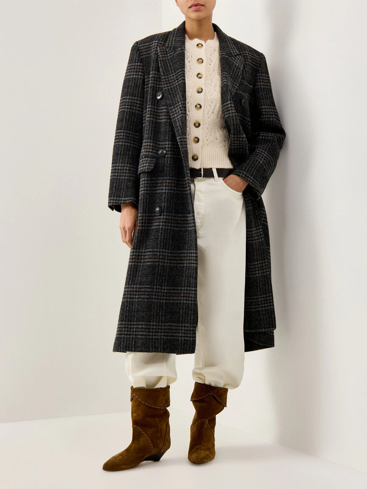 Lexana Checked Coat Grey - Image 2