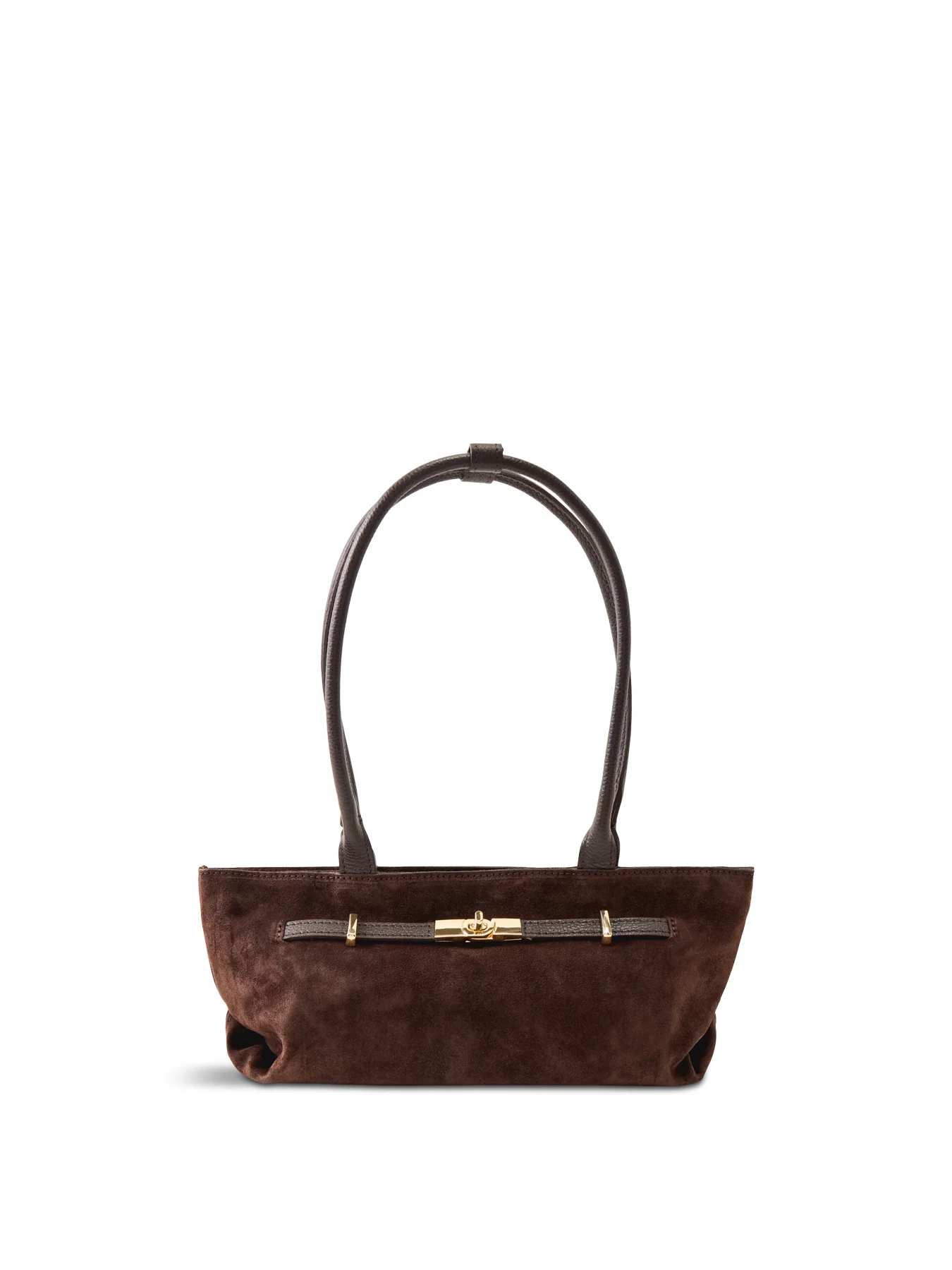 Bacil Long Handle Suede Bag Brown