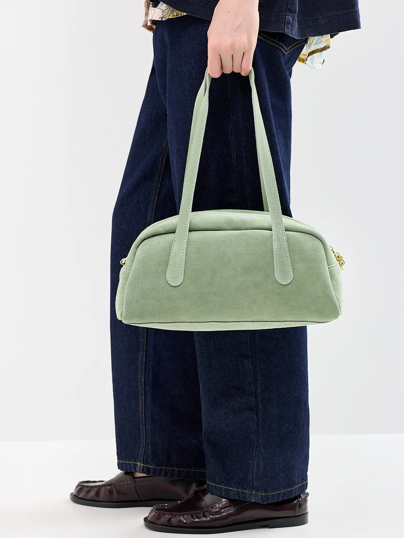 Manny Suede Tote Bag Green - Image 2