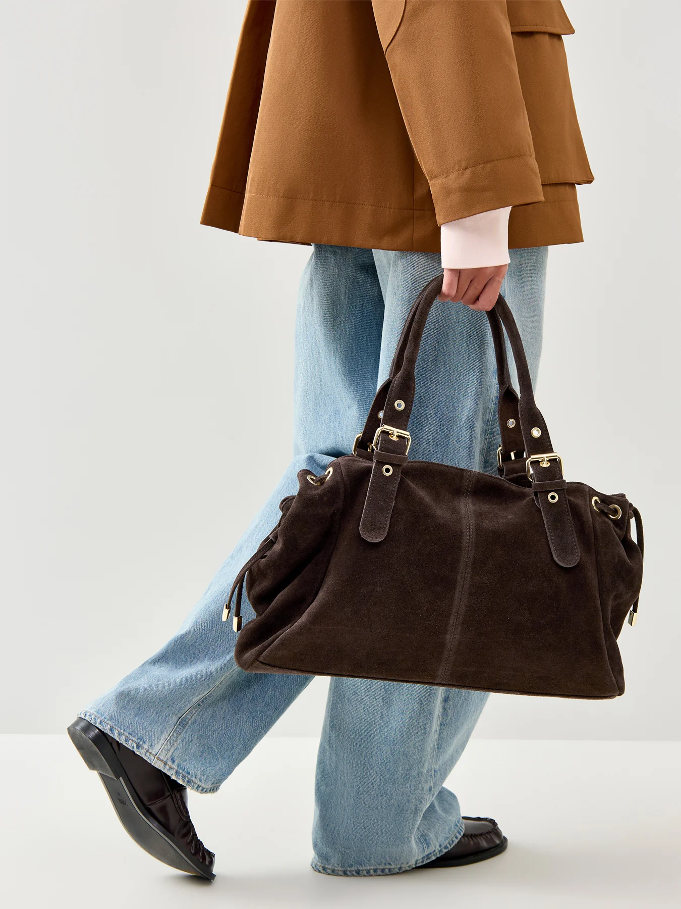Beltra Large Suede Tote Bag Brown - Image 2