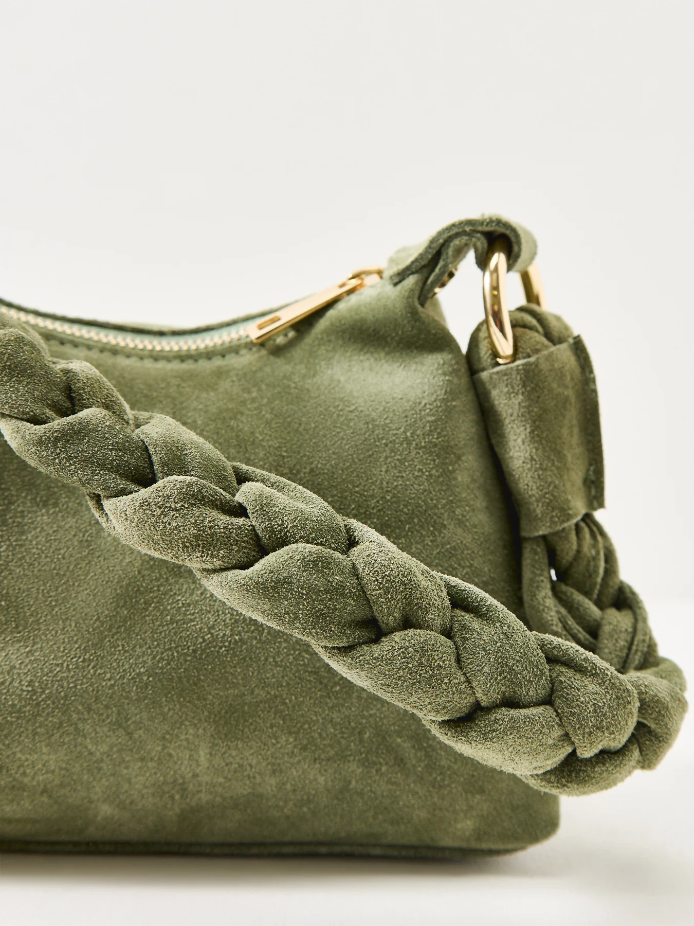 Marley Braid Suede Shoulder Bag Green - Image 5