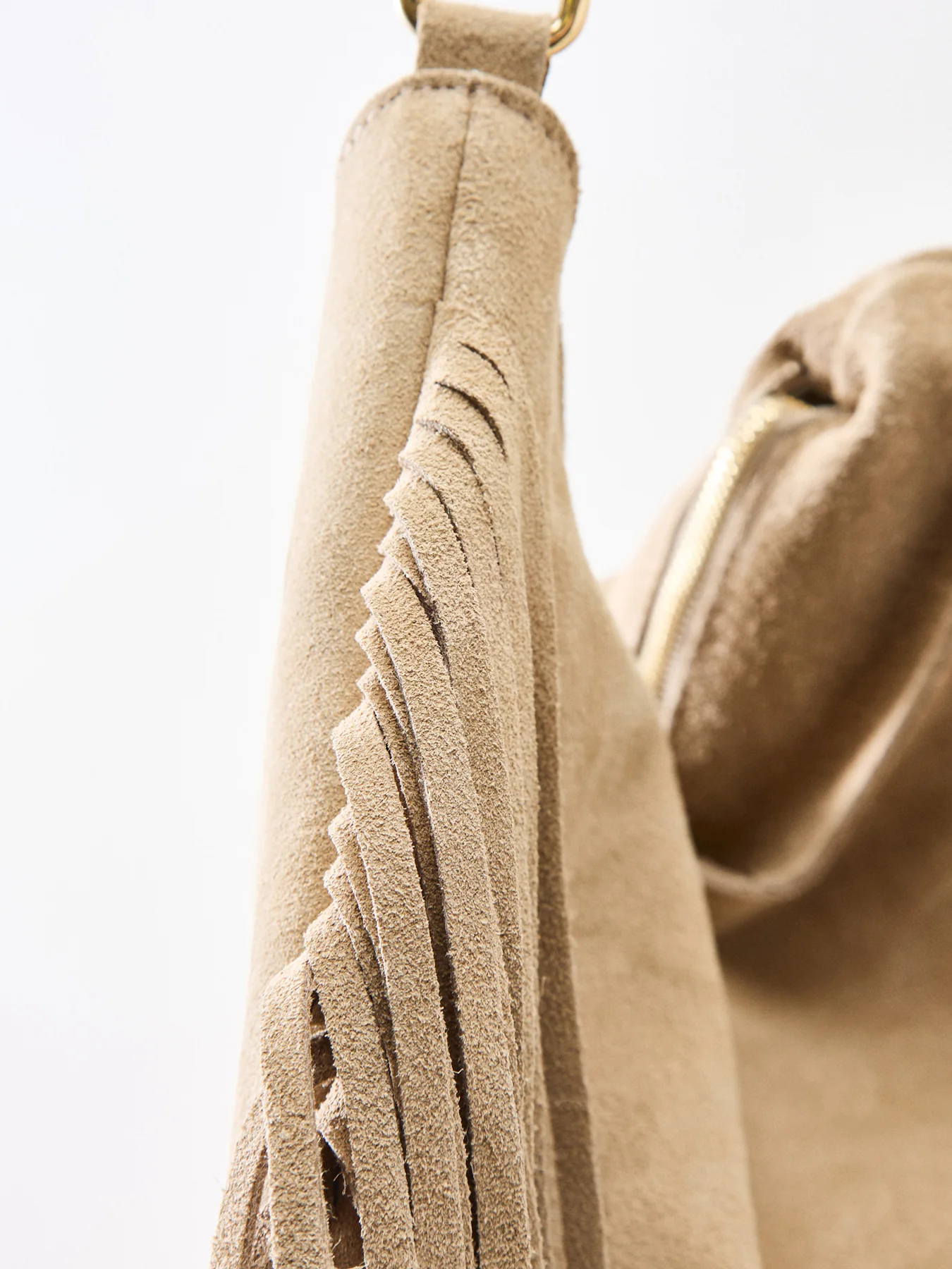 Maxi Charlize Fringe Suede Shoulder Bag Tan - Image 4