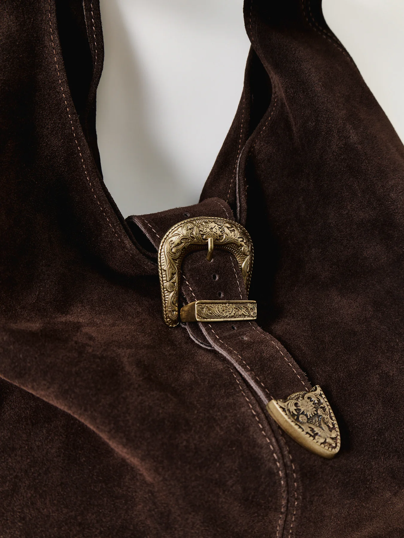 Sacca Vea Suede Tote Bag Brown - Image 5