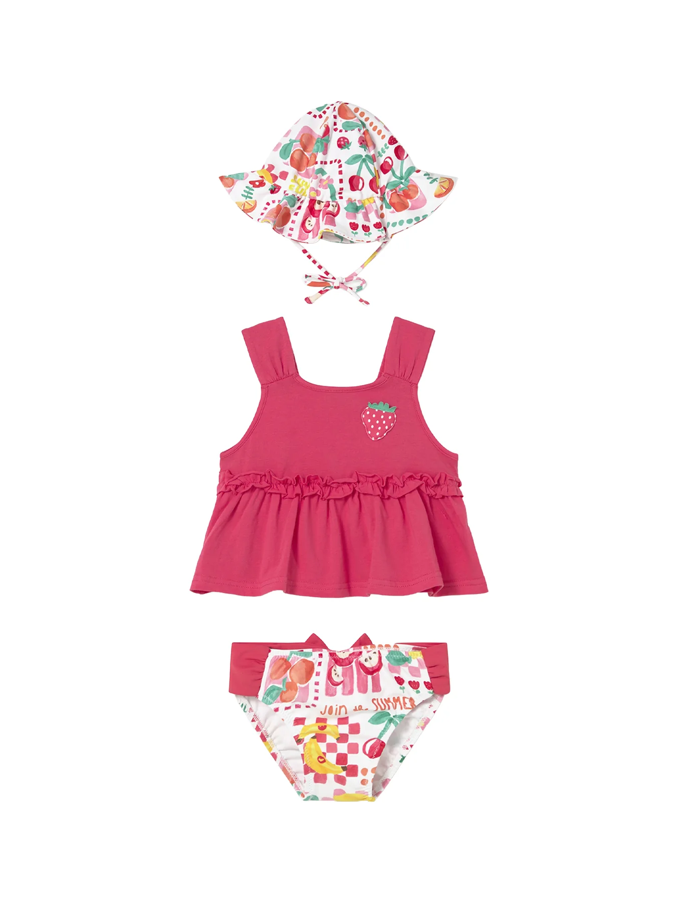Baby Strawberry Three Piece Bathing Suit Pink