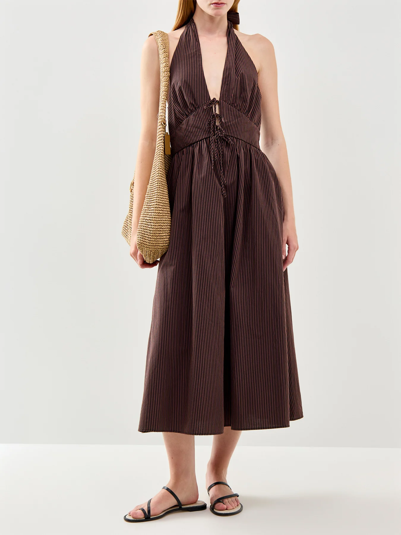 Lilijana Halter Midi Dress Brown - Image 2