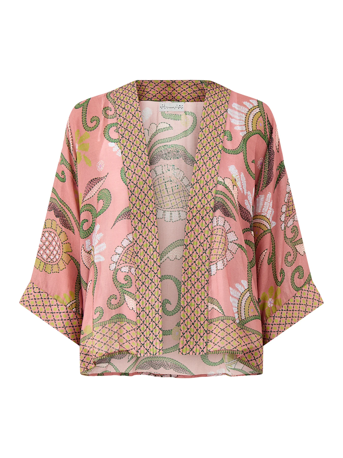 Giant Kantha Dusk Short Kimono Navy