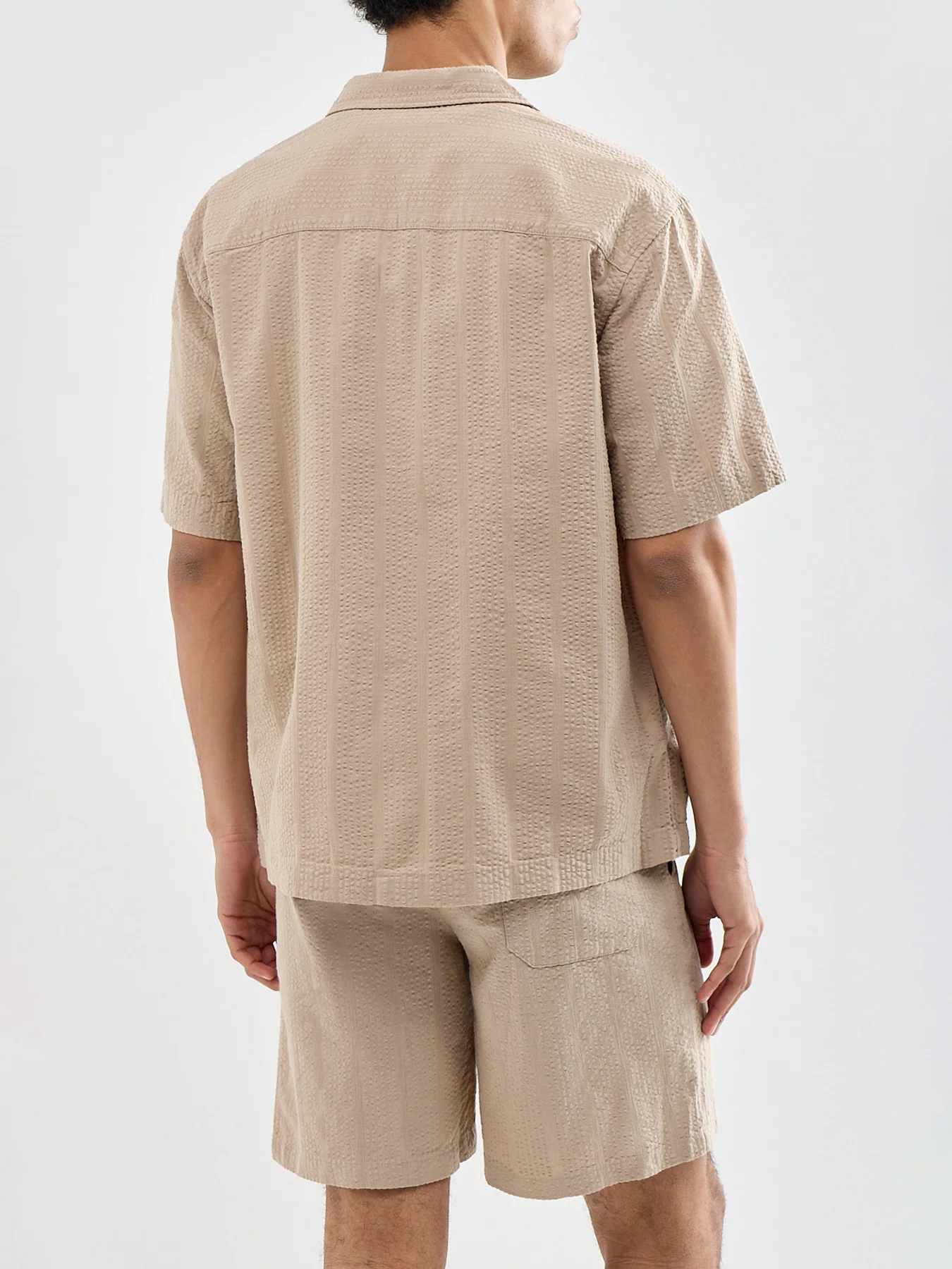 Seersucker Resort Shirt Beige - Image 5