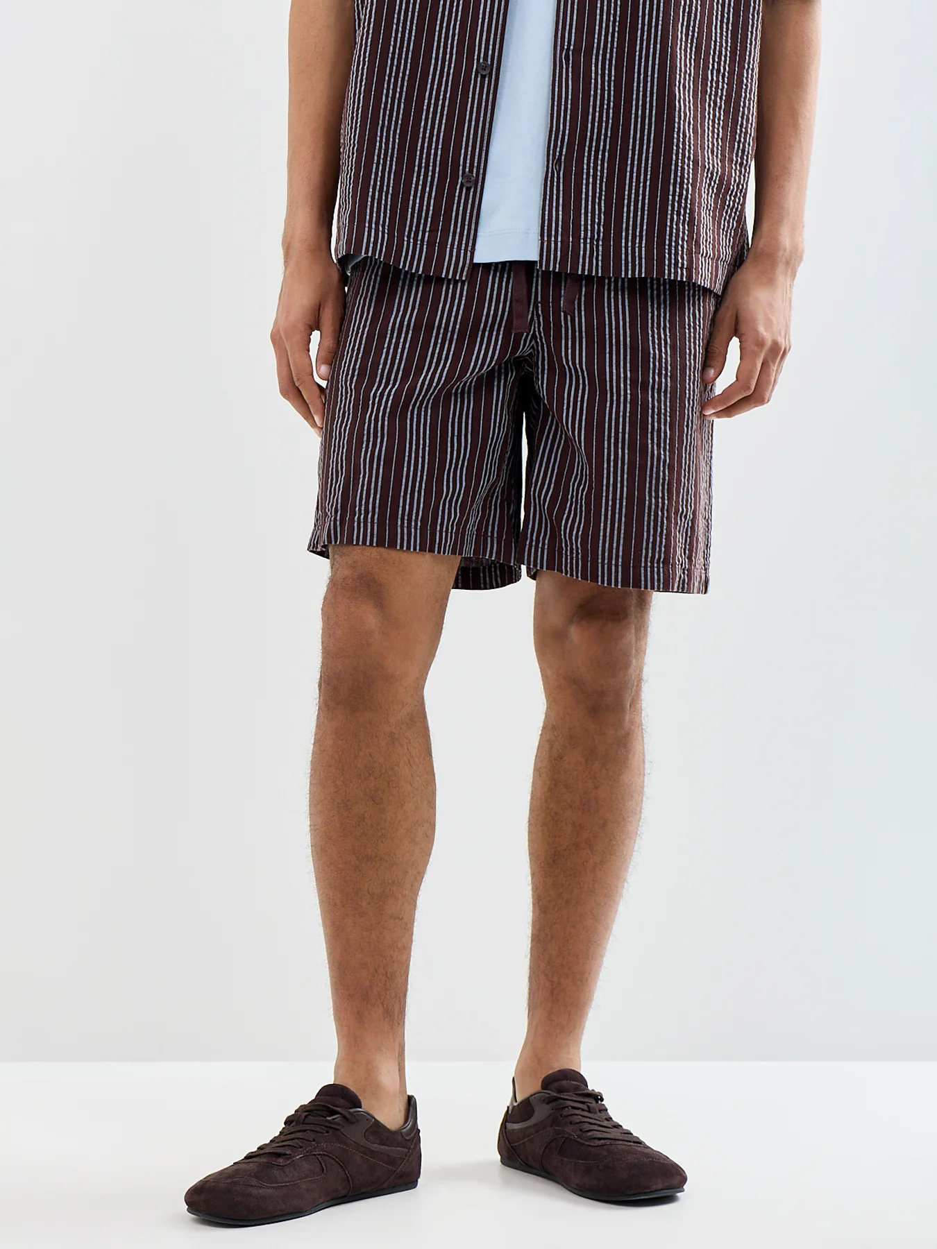 Seersucker Jogger Shorts Blue - Image 4