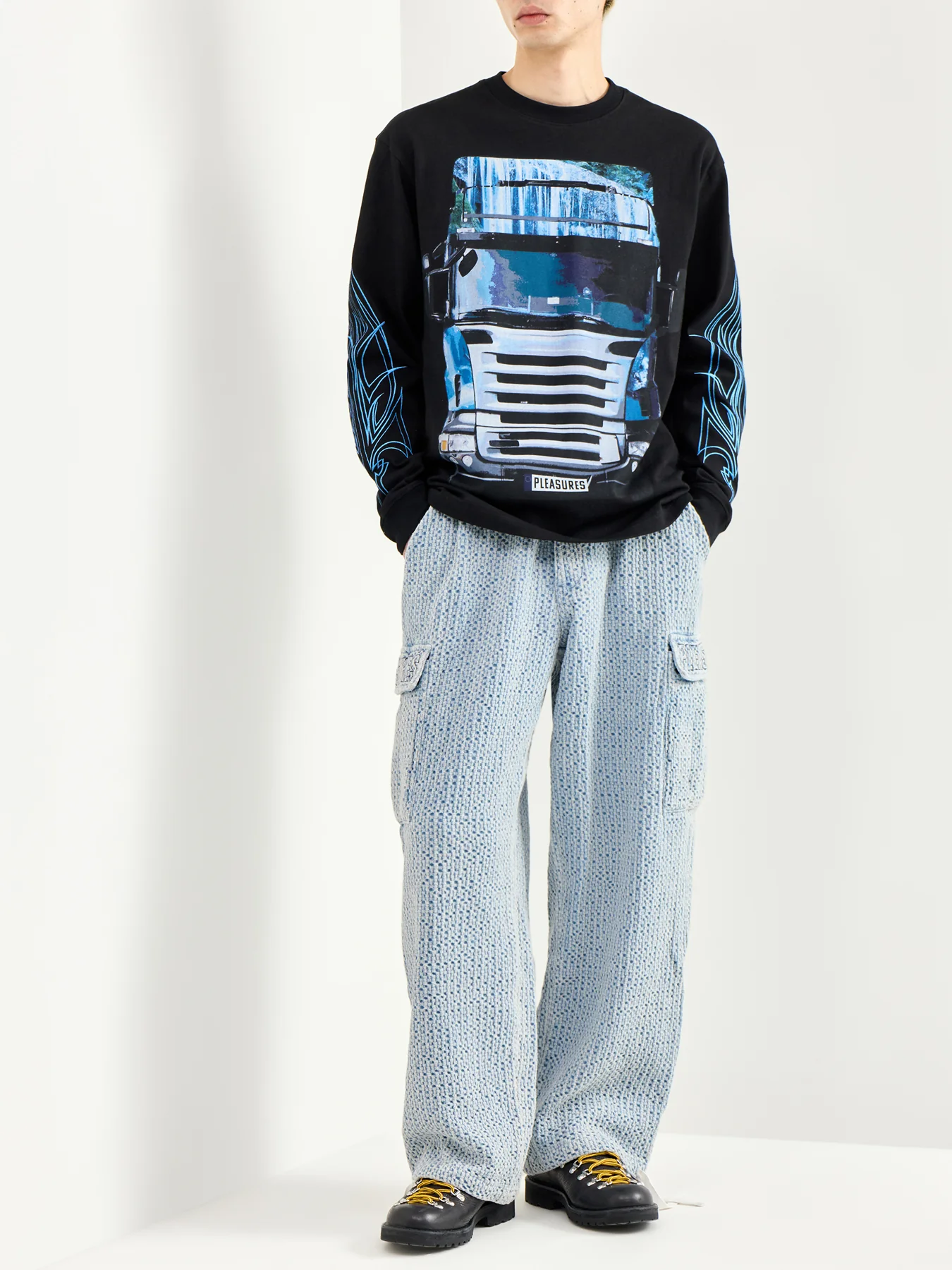 Knitted Indigo Cardo Pants Blue - Image 2