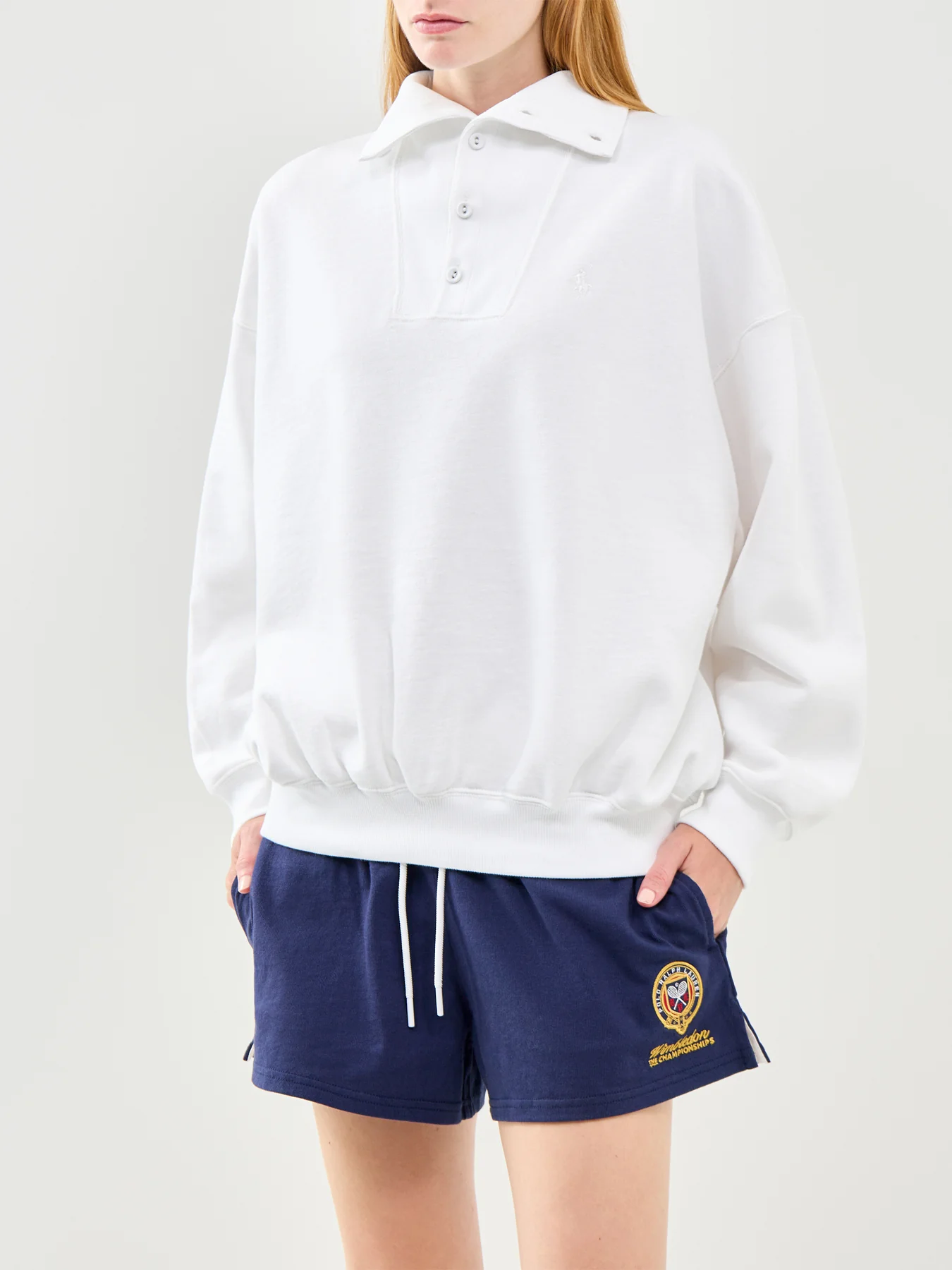 Wimbledon Funnel Neck Logo Fleece White - Image 4