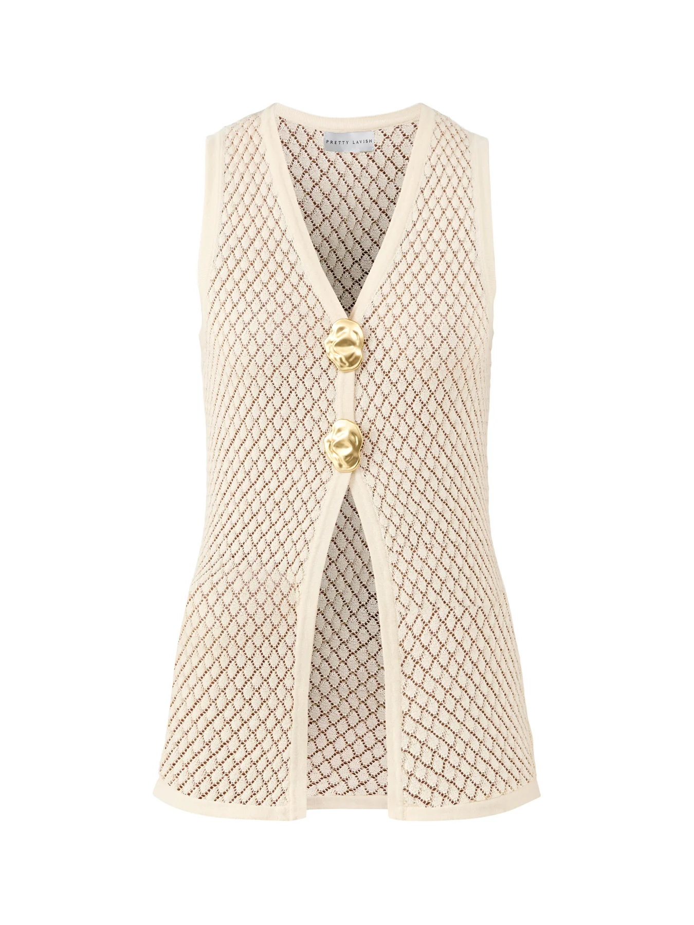 Imani Pointelle Knit Waistcoat Oyster