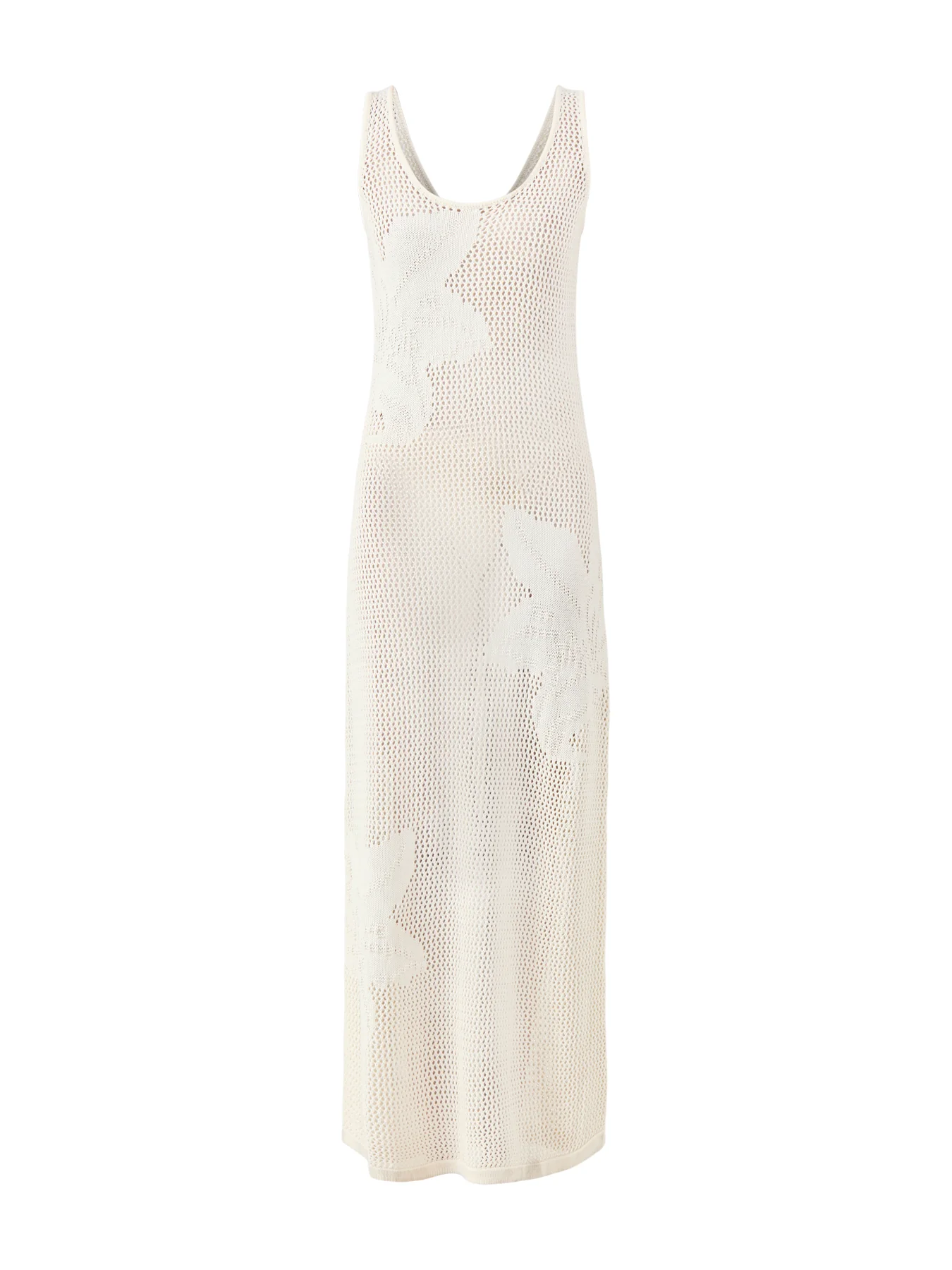 Kailani Floral Openwork Knit Dress Cream