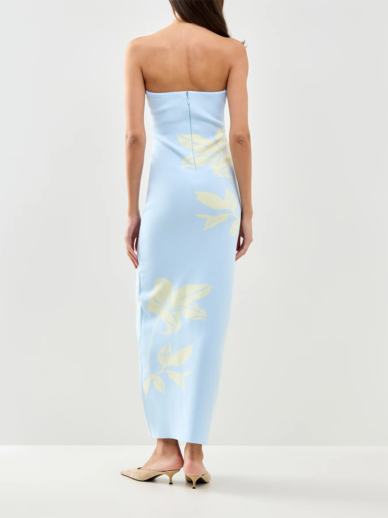 Milena Floral Bandeau Dress Blue Lemon - Image 5