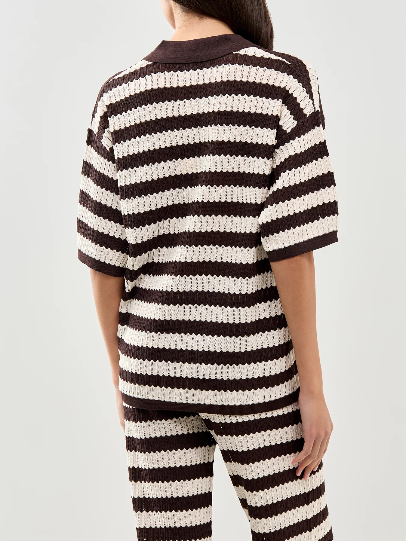 Venezia Stripe Polo Top Cream - Image 5