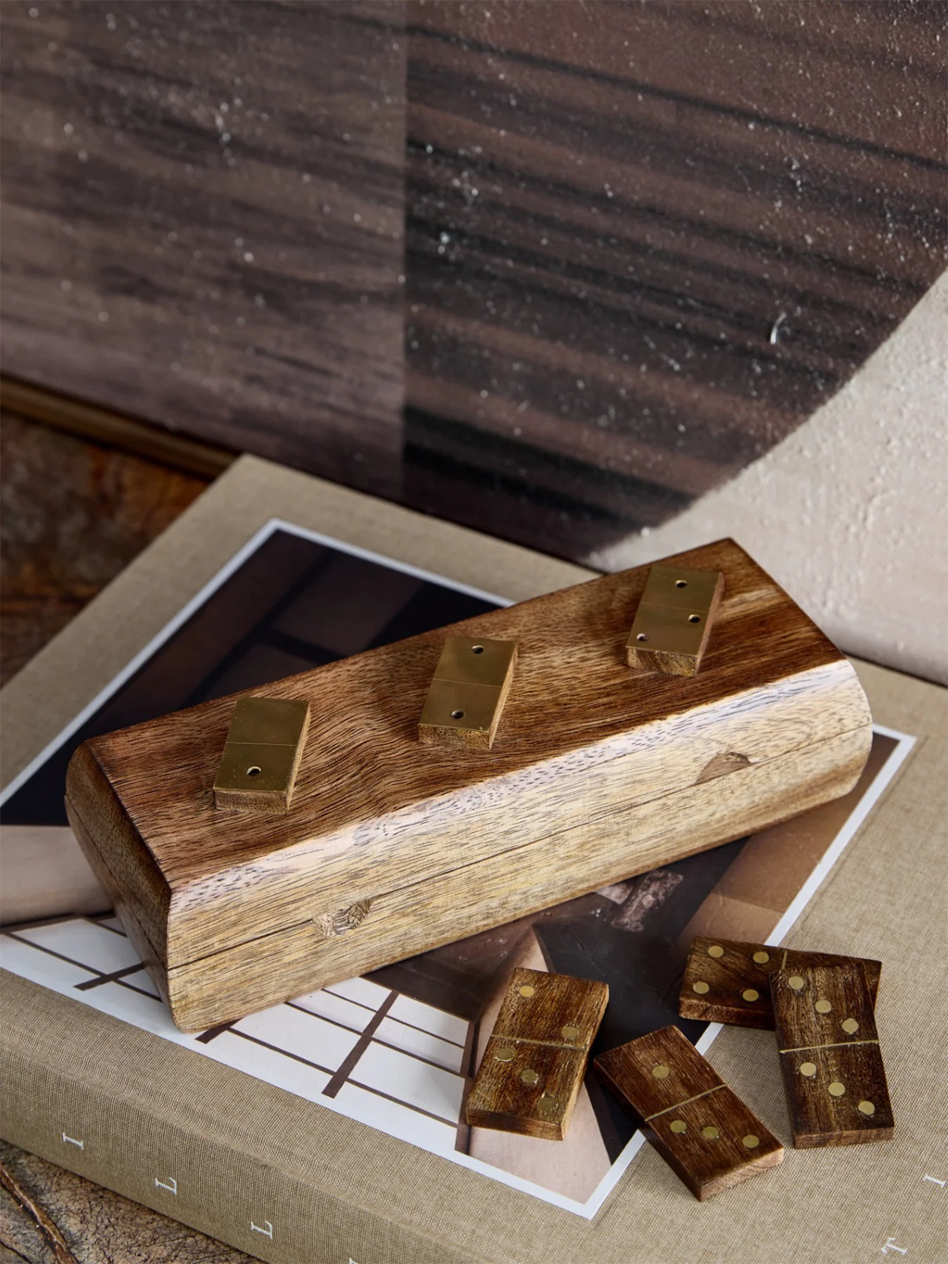 Pryce Mango Wood Domino Game Brown - Image 3
