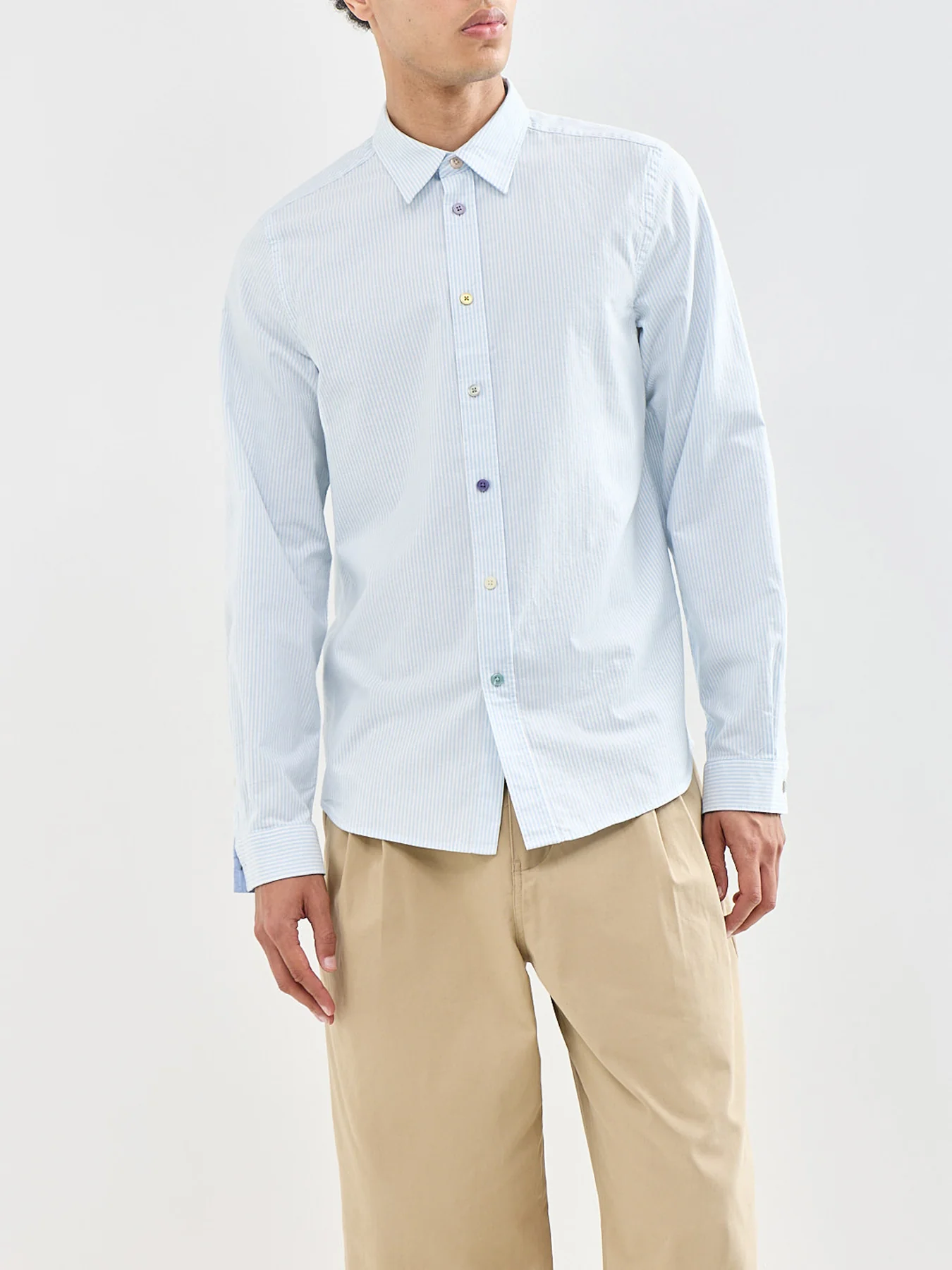Oxford Stripe Cotton Shirt Blue - Image 4
